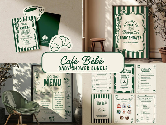 Cafe Bebe Baby Shower Bundle Templates Editable Coffee Shop Baby Shower Invitation Diaper Raffle Baby Is Brewing Home Cafe Baby Shower Games