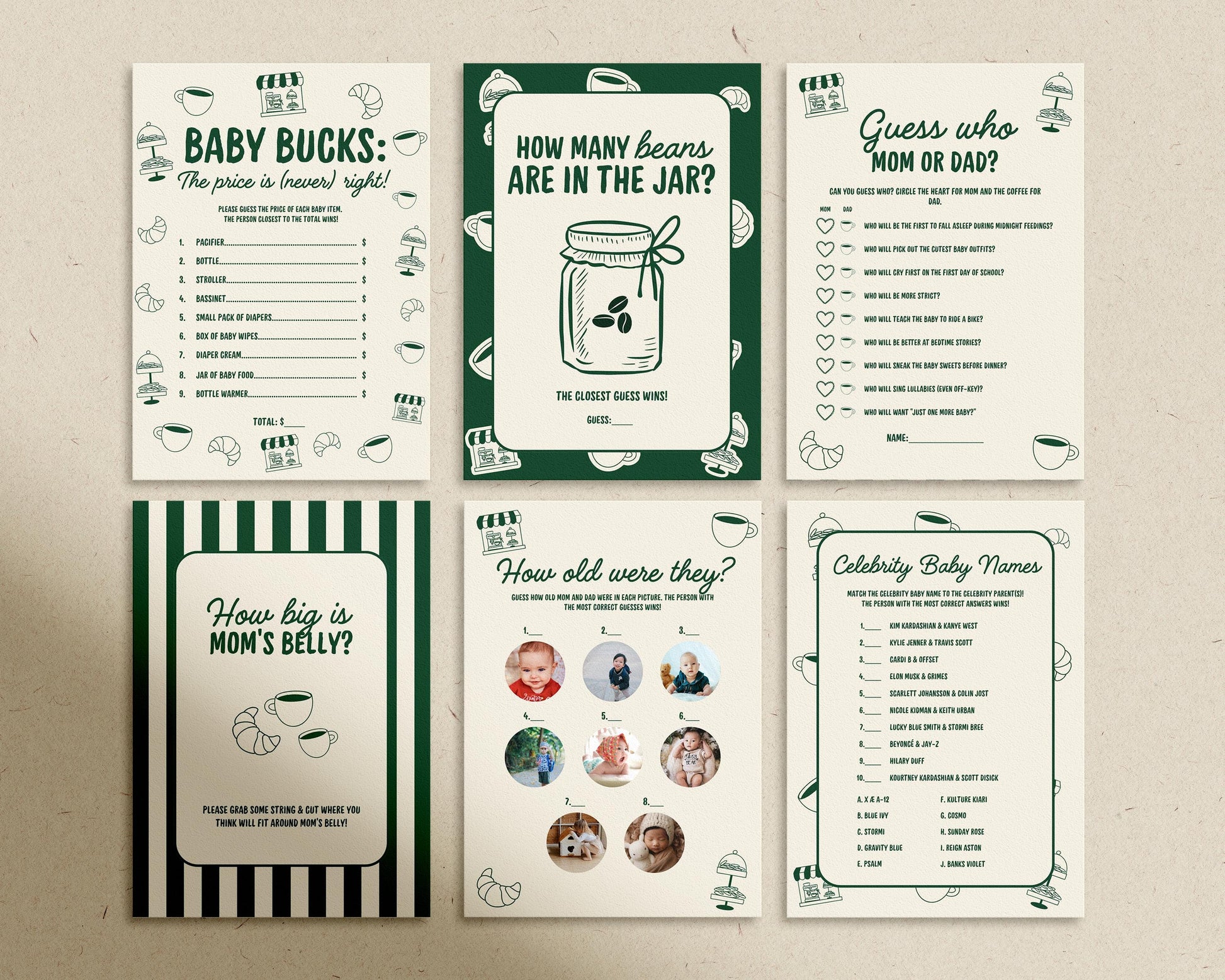 Cafe Bebe Baby Shower Bundle Templates Editable Coffee Shop Baby Shower Invitation Diaper Raffle Baby Is Brewing Home Cafe Baby Shower Games