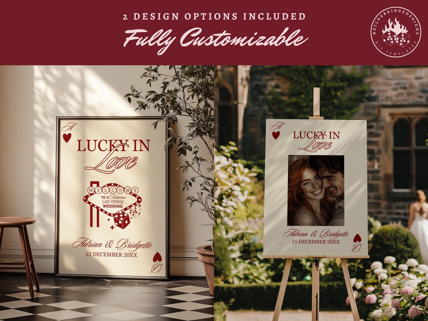 Vegas Wedding Bundle Templates Lucky in Love Wedding Invitation Playing Cards Vintage Vegas Wedding Invite Classy Save the Date Template
