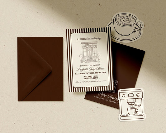 French Cafe Bebe Baby Shower Invitation Template Coffee Shop Baby Shower Coffee Baby Sprinkle Diaper Raffle Books for Baby Baby Is Brewing