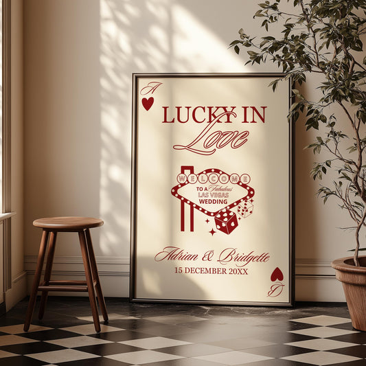 Vegas Wedding Welcome Sign Template Editable Lucky in Love Las Vegas Wedding Welcome Sign Vintage Vegas Reception Party Welcome Sign Custom