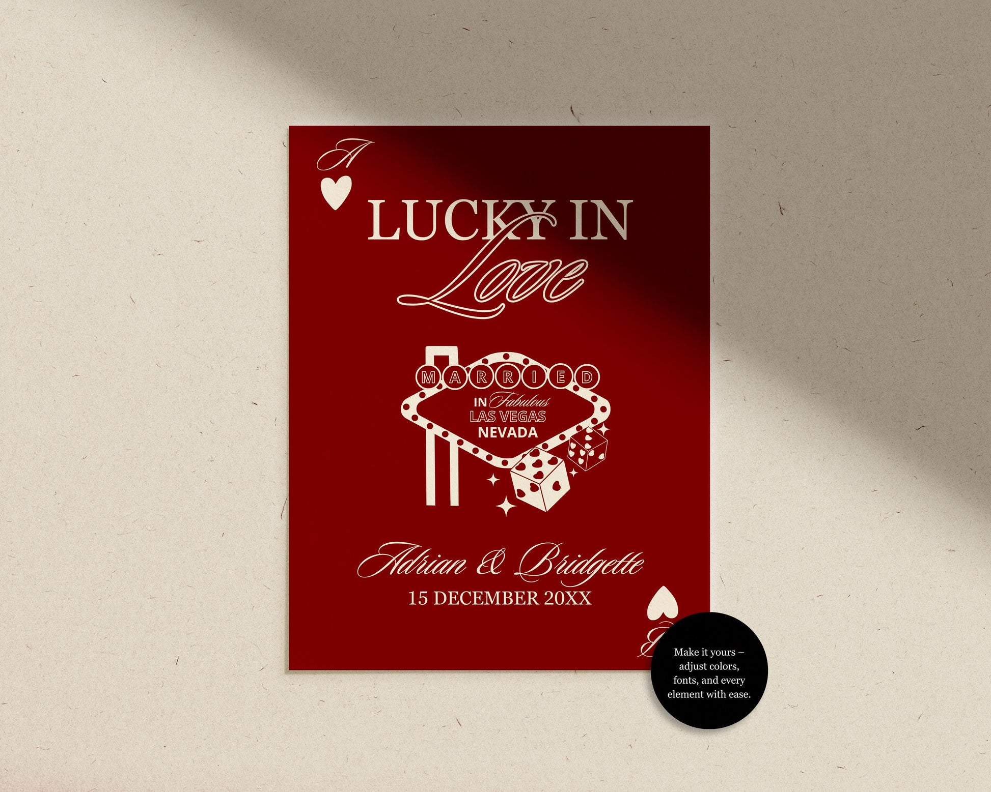 Vegas Wedding Welcome Sign Template Editable Lucky in Love Las Vegas Wedding Welcome Sign Vintage Vegas Reception Party Welcome Sign Custom