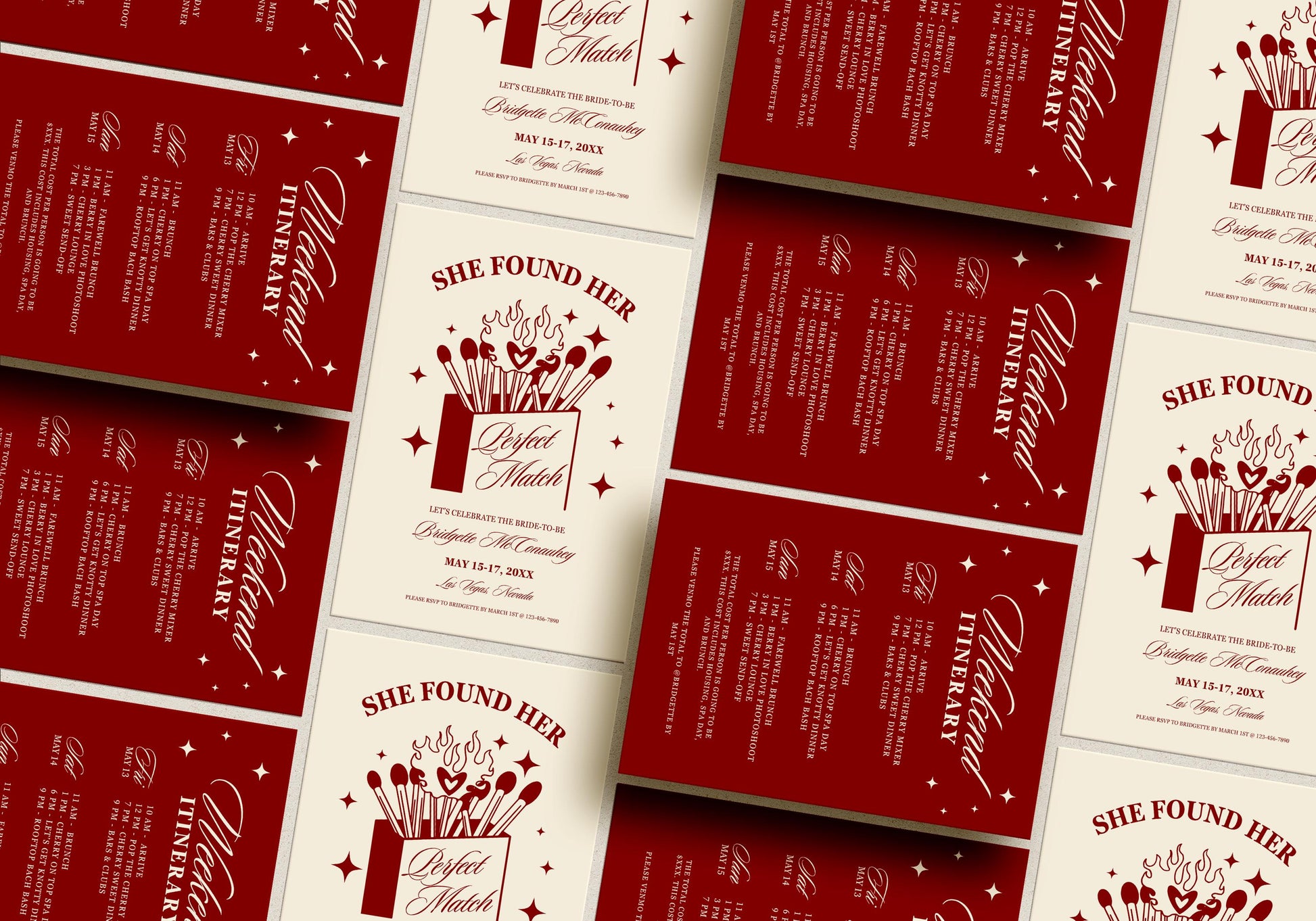 Perfect Match Bachelorette Party Invitation Template Editable Match Made in Heaven Hen Party Weekend Itinerary Perfect Match Bridal Shower