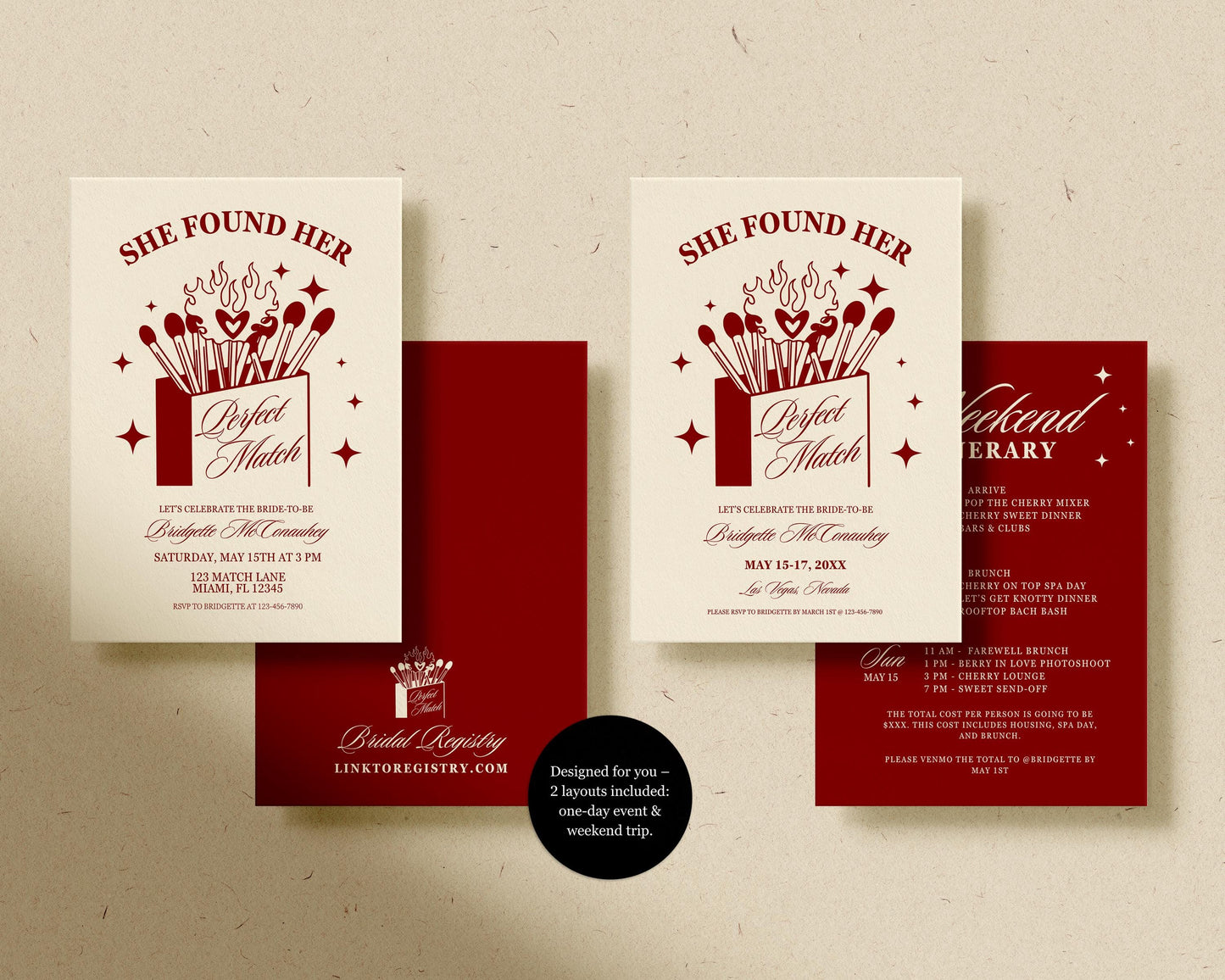 Perfect Match Bachelorette Party Invitation Template Editable Match Made in Heaven Hen Party Weekend Itinerary Perfect Match Bridal Shower