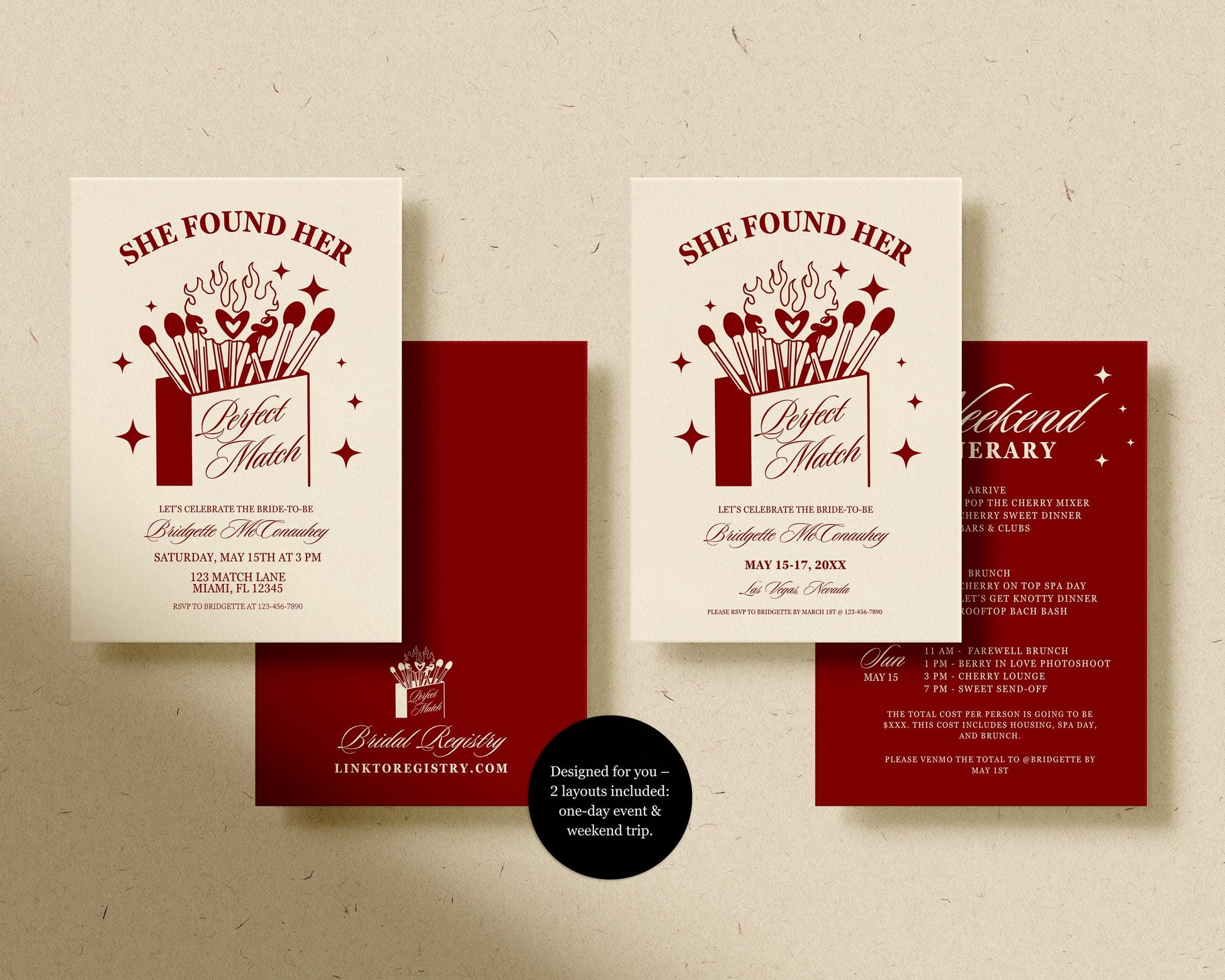 Perfect Match Bachelorette Party Invitation Template Editable Match Made in Heaven Hen Party Weekend Itinerary Perfect Match Bridal Shower