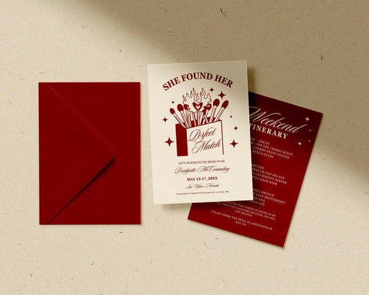 Perfect Match Bachelorette Party Invitation Template Editable Match Made in Heaven Hen Party Weekend Itinerary Perfect Match Bridal Shower