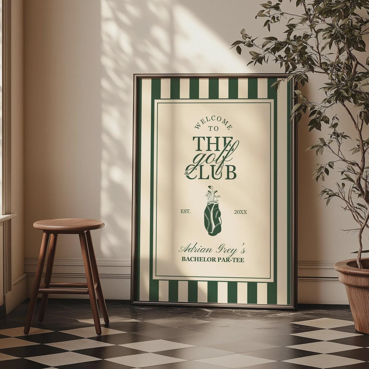 Vintage Golf Birthday Bundle Template Old Money Country Club Invitation Editable Golf Welcome Sign Let's Par-Tee Country Club Menu Elegant