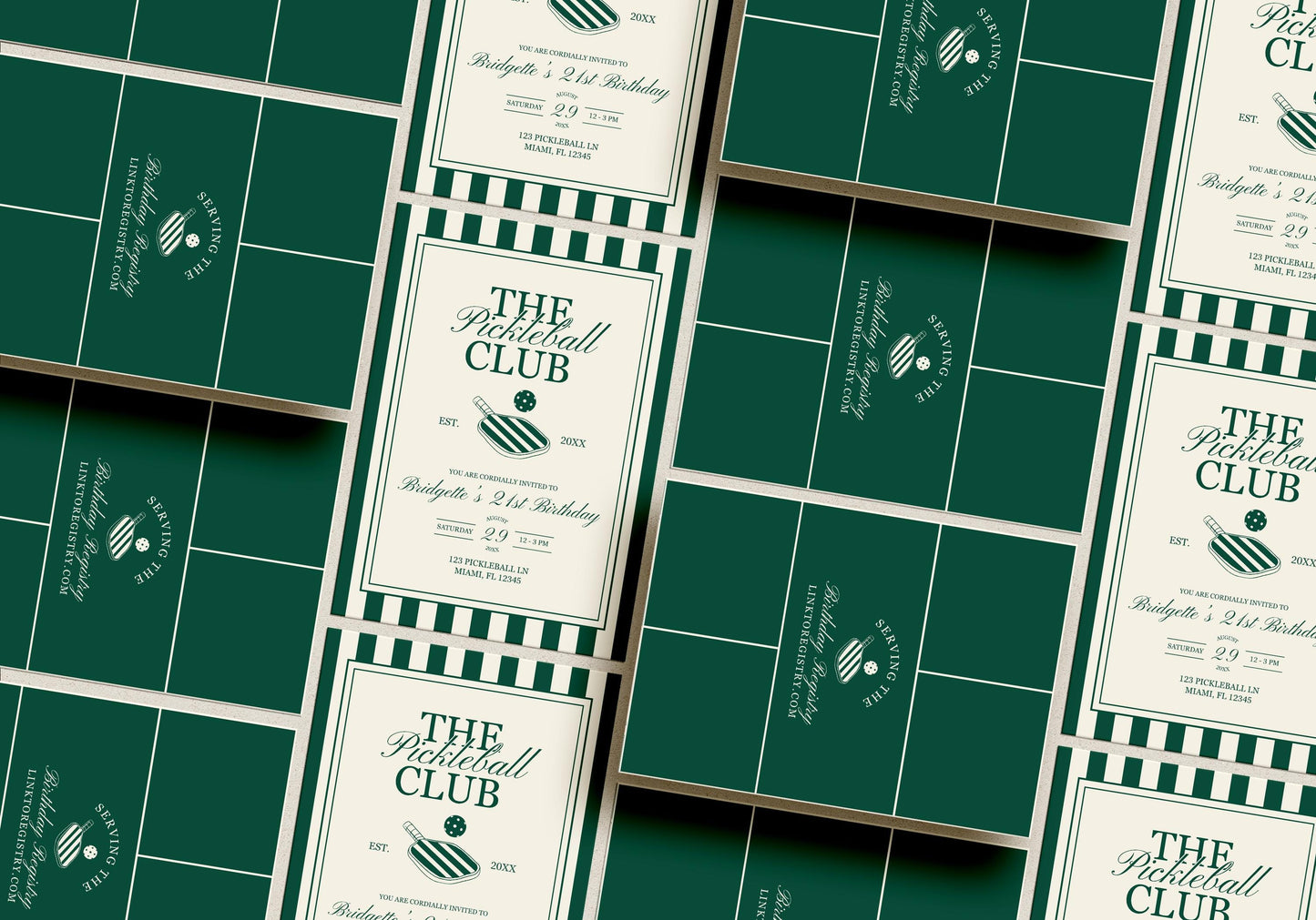 Pickleball Bundle Templates Editable Country Club Invitation Retro Pickleball Template Sporty Pickleball Welcome Sign Old Money Menu