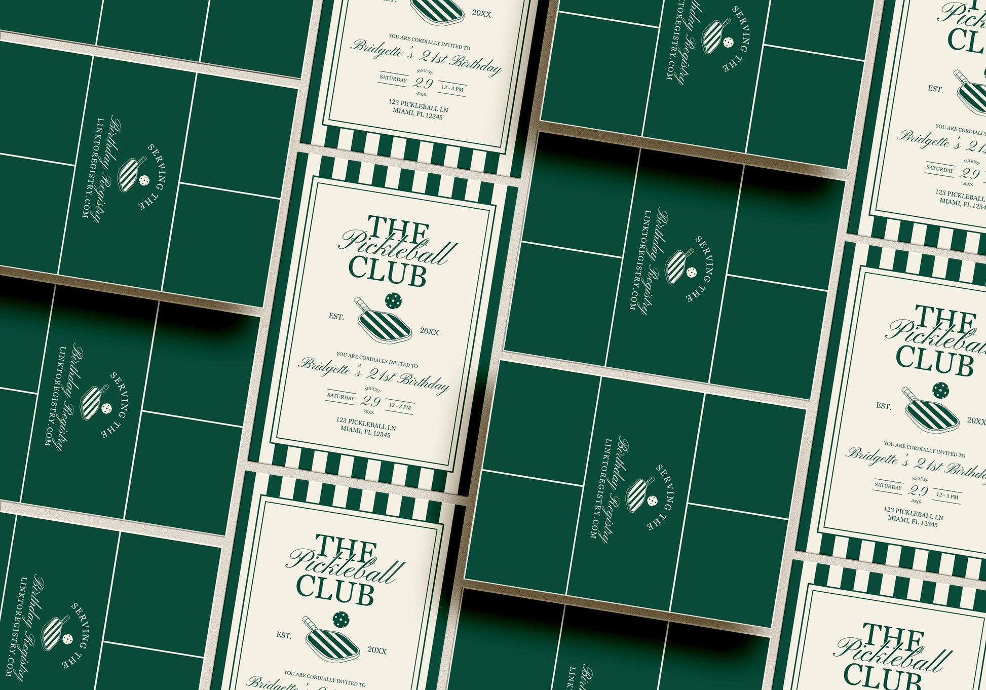 Pickleball Bundle Templates Editable Country Club Invitation Retro Pickleball Template Sporty Pickleball Welcome Sign Old Money Menu