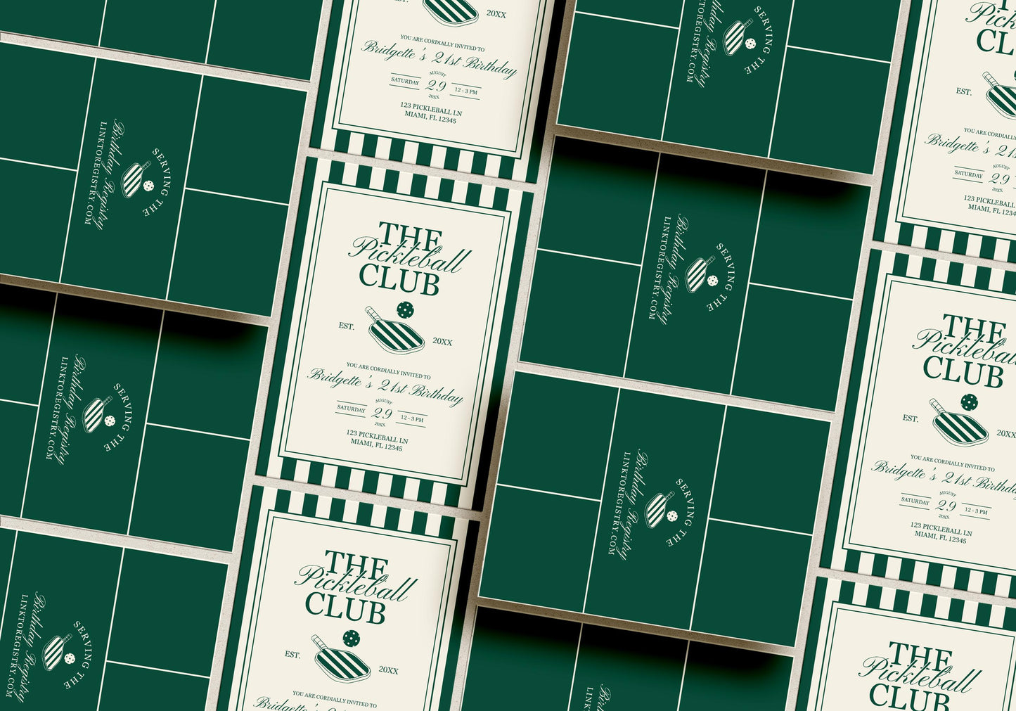Pickleball Birthday Bundle Templates Editable Country Club Retro Pickleball Invite Template Sporty Pickleball Welcome Sign Old Money Menu