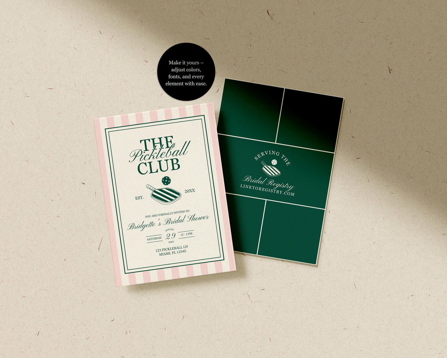 Pickleball Birthday Bundle Templates Editable Country Club Retro Pickleball Invite Template Sporty Pickleball Welcome Sign Old Money Menu