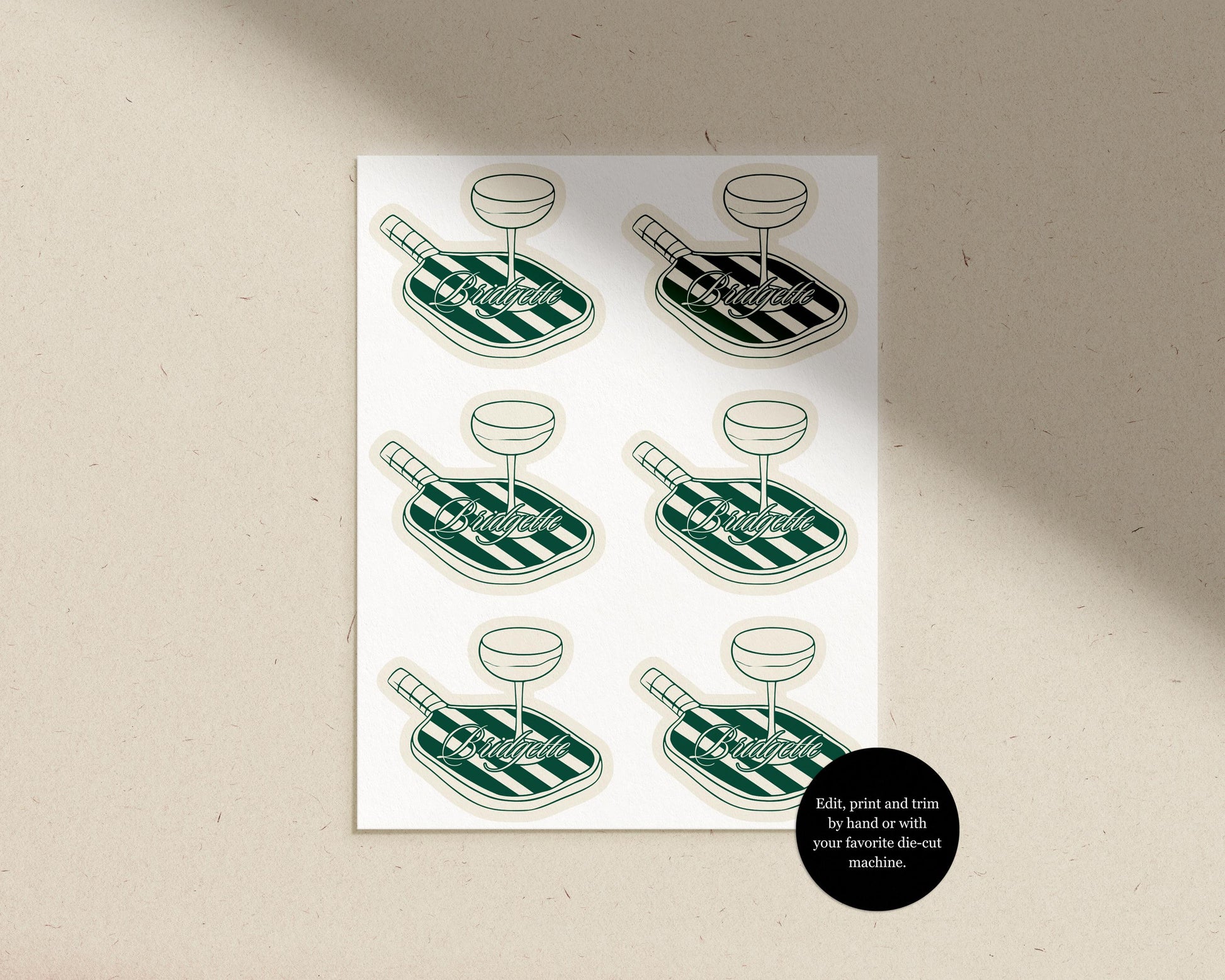 Retro Pickleball Menu & Place Card Template Editable Country Club Menu Design Pickleball Paddle Place Card Cut Out Pickleball Party Decor