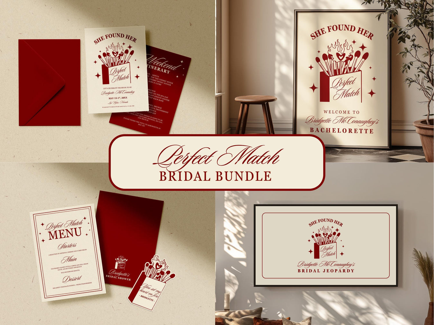 Perfect Match Bachelorette Template Bundle Editable Perfect Match Bridal Shower Invitation Perfect Match Welcome Sign Bridal Shower Games