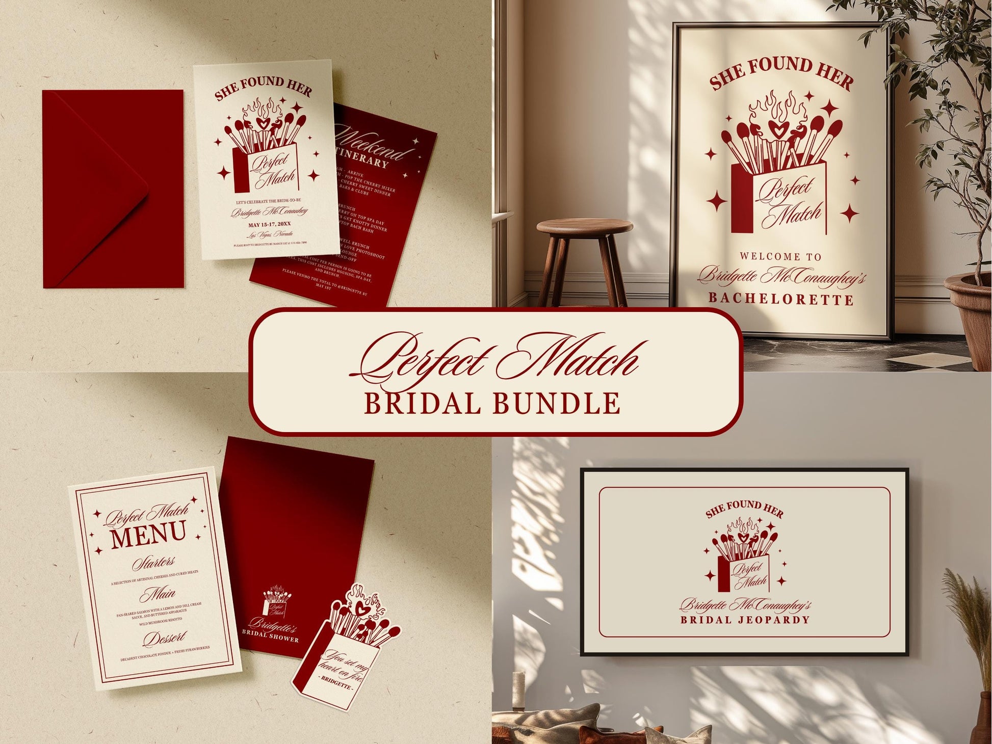 Perfect Match Bachelorette Template Bundle Editable Perfect Match Bridal Shower Invitation Perfect Match Welcome Sign Bridal Shower Games