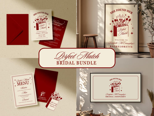 Perfect Match Bachelorette Bundle Templates Editable Perfect Match Bridal Shower Invitation Perfect Match Welcome Sign Bridal Shower Games
