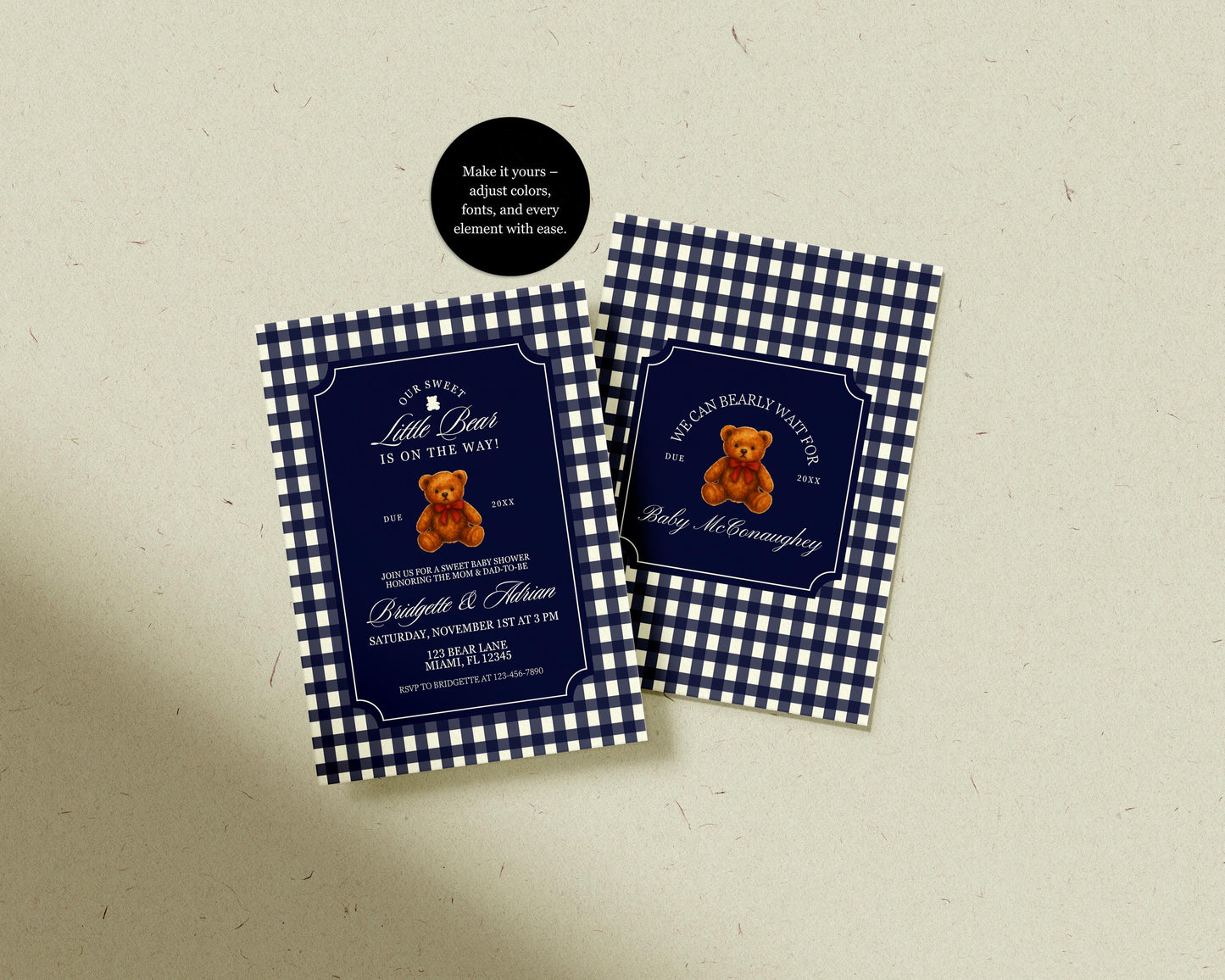We Can Bearly Wait Baby Shower Invitation Template Editable Vintage Teddy Bear Baby Shower Vintage Bow Baby Shower Invitation Gender Neutral