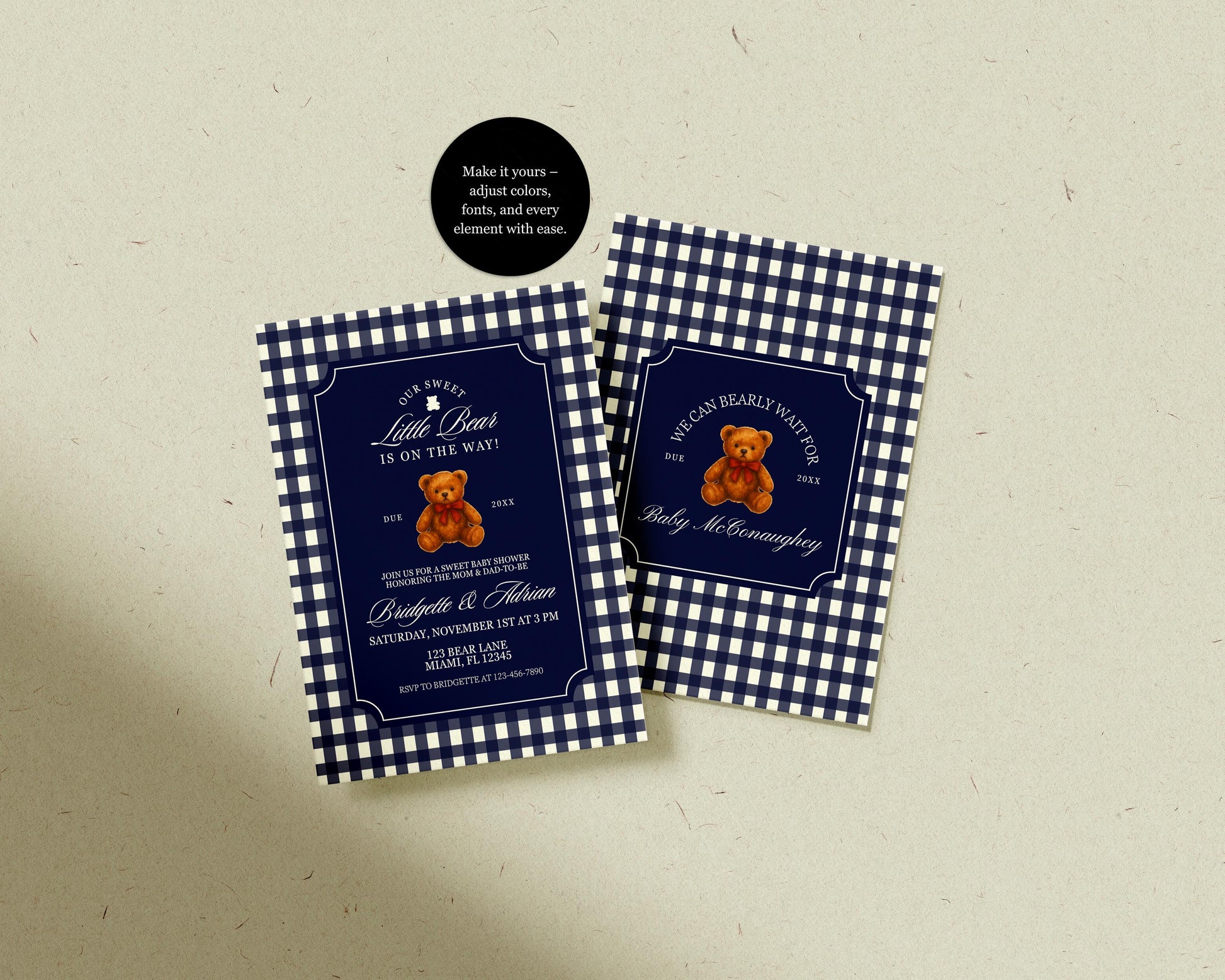 We Can Bearly Wait Baby Shower Invitation Template Editable Vintage Teddy Bear Baby Shower Vintage Bow Baby Shower Invitation Gender Neutral