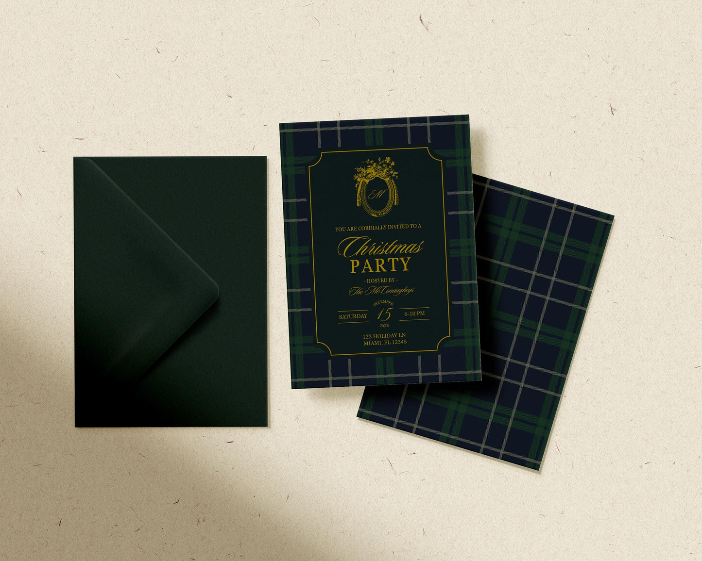 Vintage Christmas Party Welcome Sign Template Editable Old Money Holiday Party Sign Polo Plaid Traditional American Christmas Dinner Party