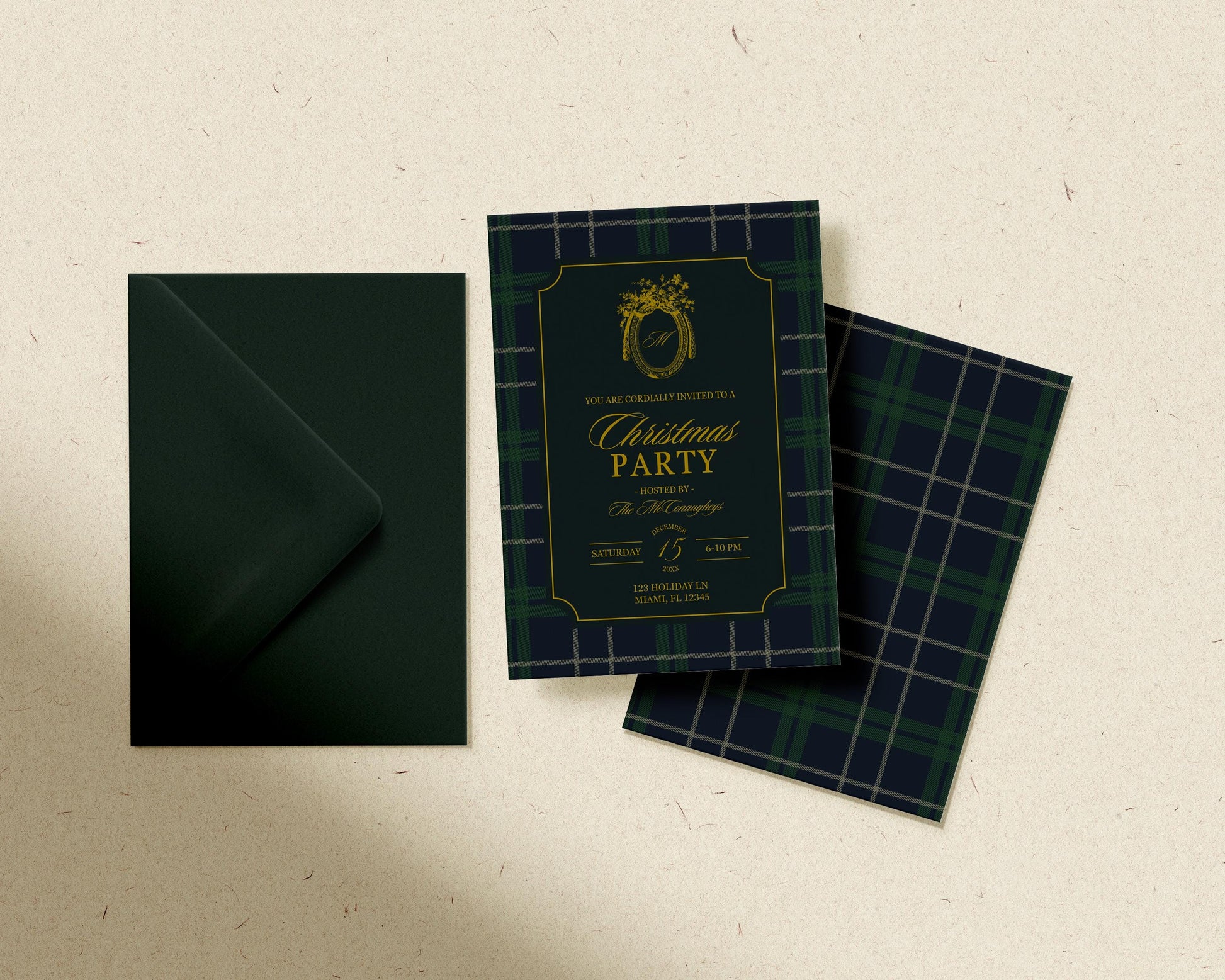 Vintage Christmas Party Welcome Sign Template Editable Old Money Holiday Party Sign Polo Plaid Traditional American Christmas Dinner Party