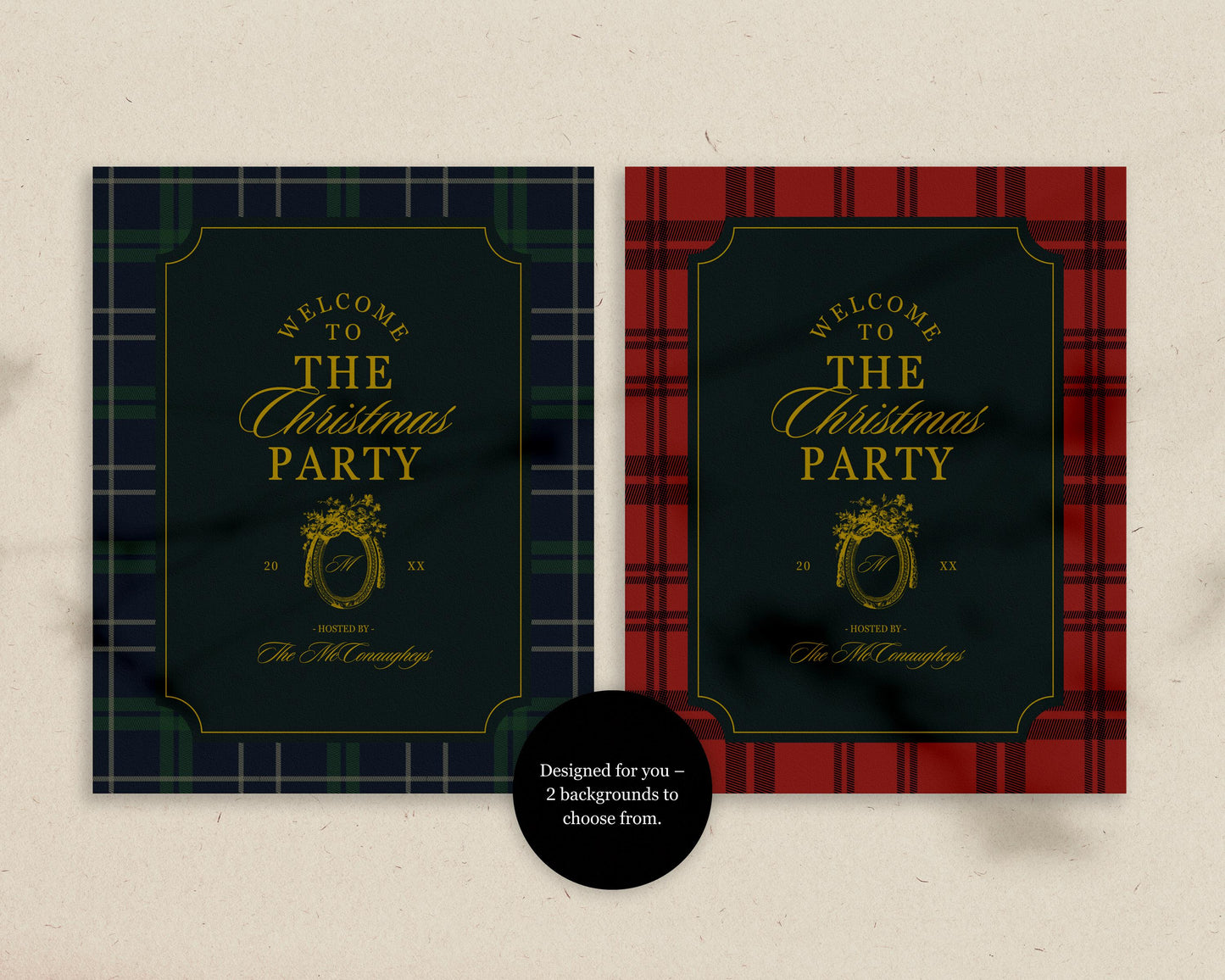 Old Money Christmas Party Welcome Sign Template Editable Vintage Holiday Party Sign Polo Plaid Traditional American Christmas Dinner Party