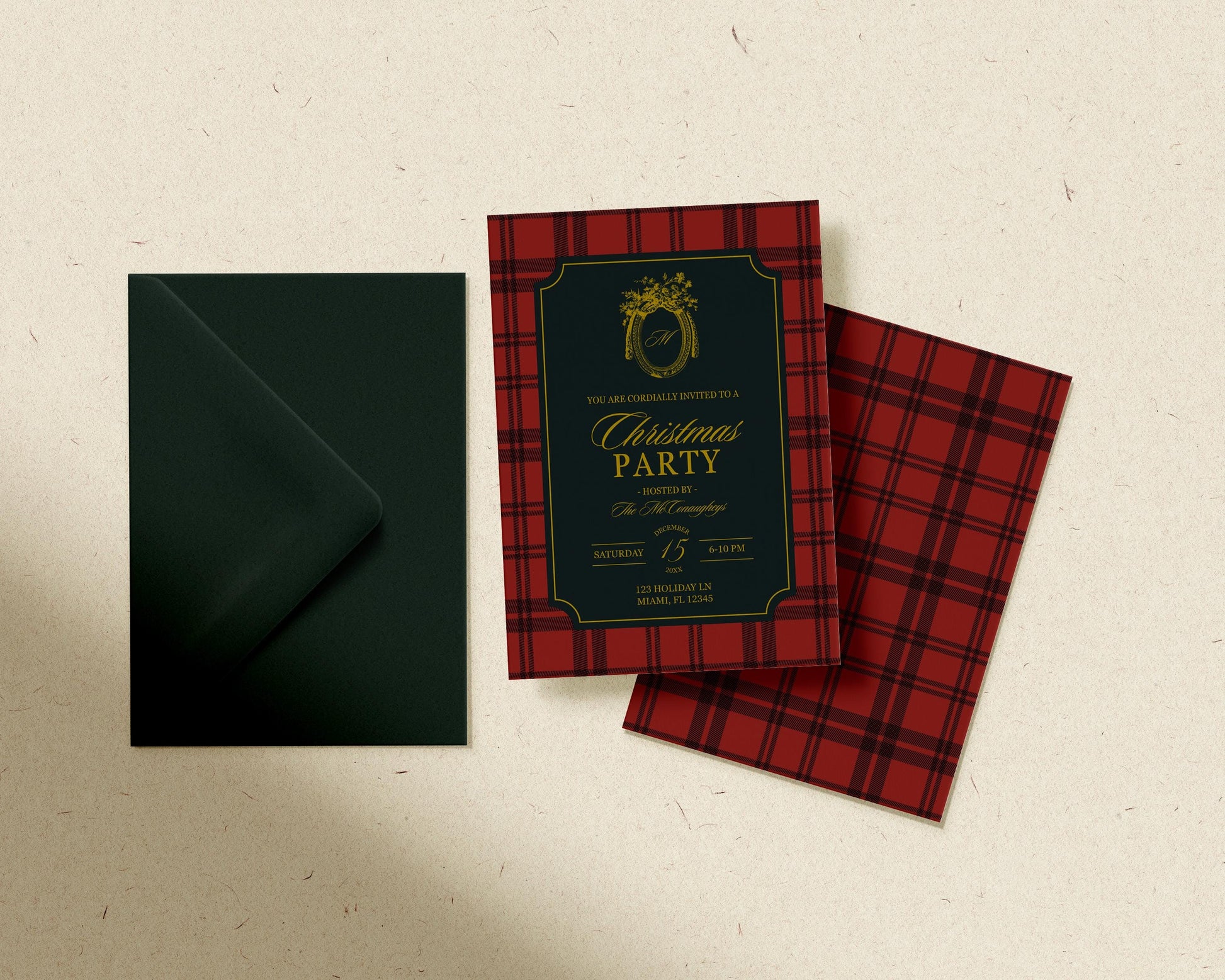 Old Money Christmas Party Welcome Sign Template Editable Vintage Holiday Party Sign Polo Plaid Traditional American Christmas Dinner Party