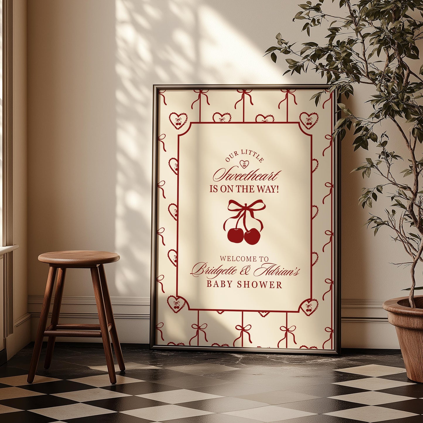 Sweetheart Baby Shower Welcome Sign Template Editable Valentine Baby Shower Signage Sweetheart Baby Sprinkle Coquette Party Welcome Sign