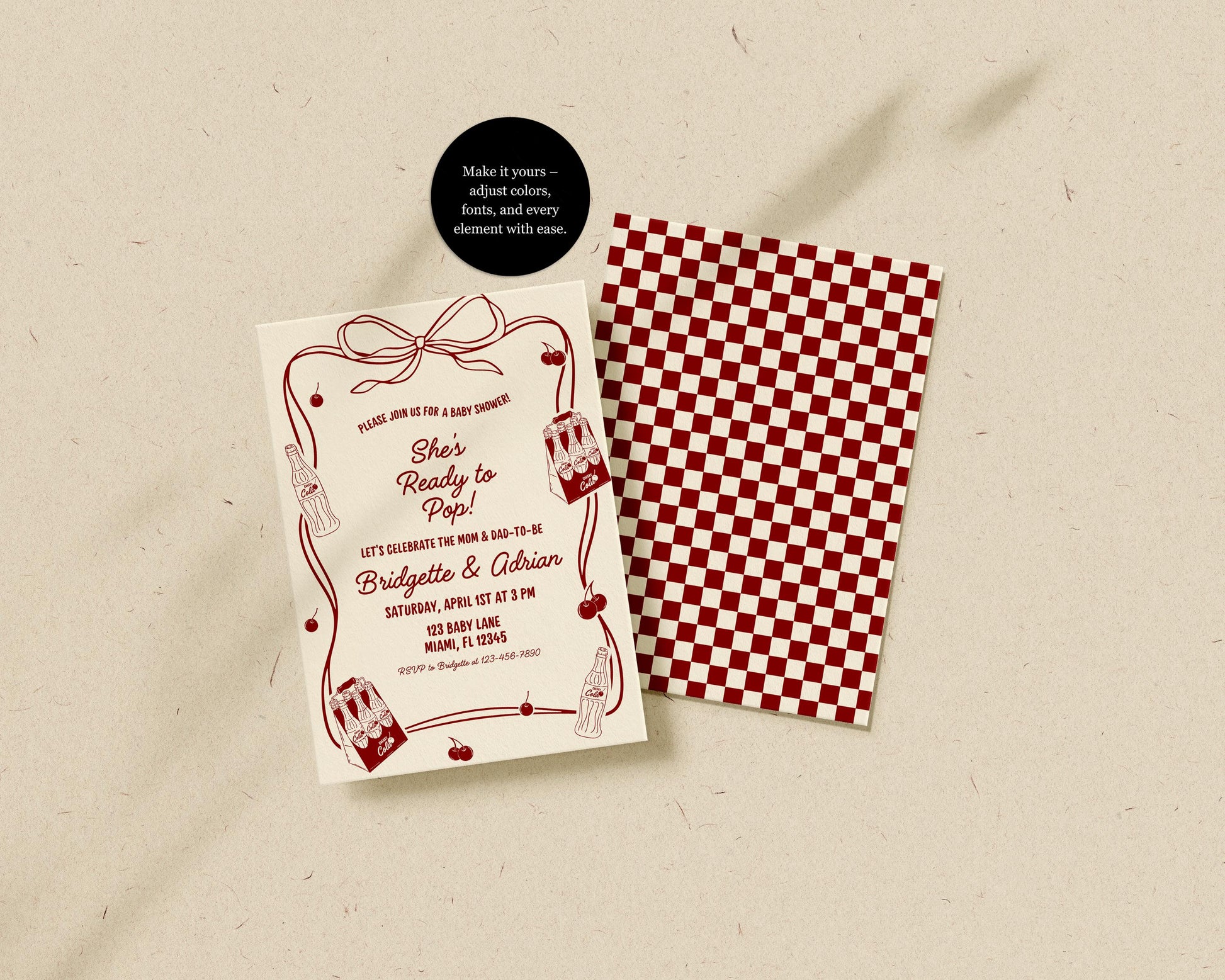 She's Ready to Pop Baby Shower Invitation Template Editable Vintage Soda Baby Shower Invite Retro Cola Baby Shower Ready to Pop Invitation