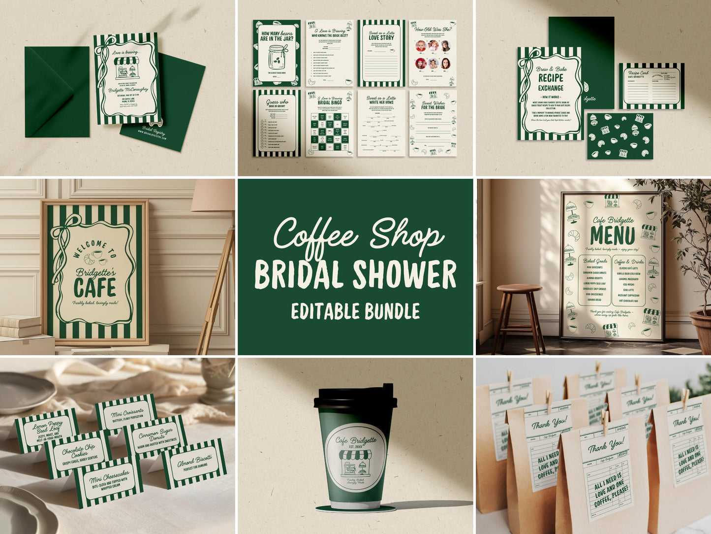 Love is Brewing Cafe Bridal Shower Bundle Templates Editable Home Cafe Invitation Home Coffee Shop Bridal Shower Cafe Menu Cozy Welcome Sign