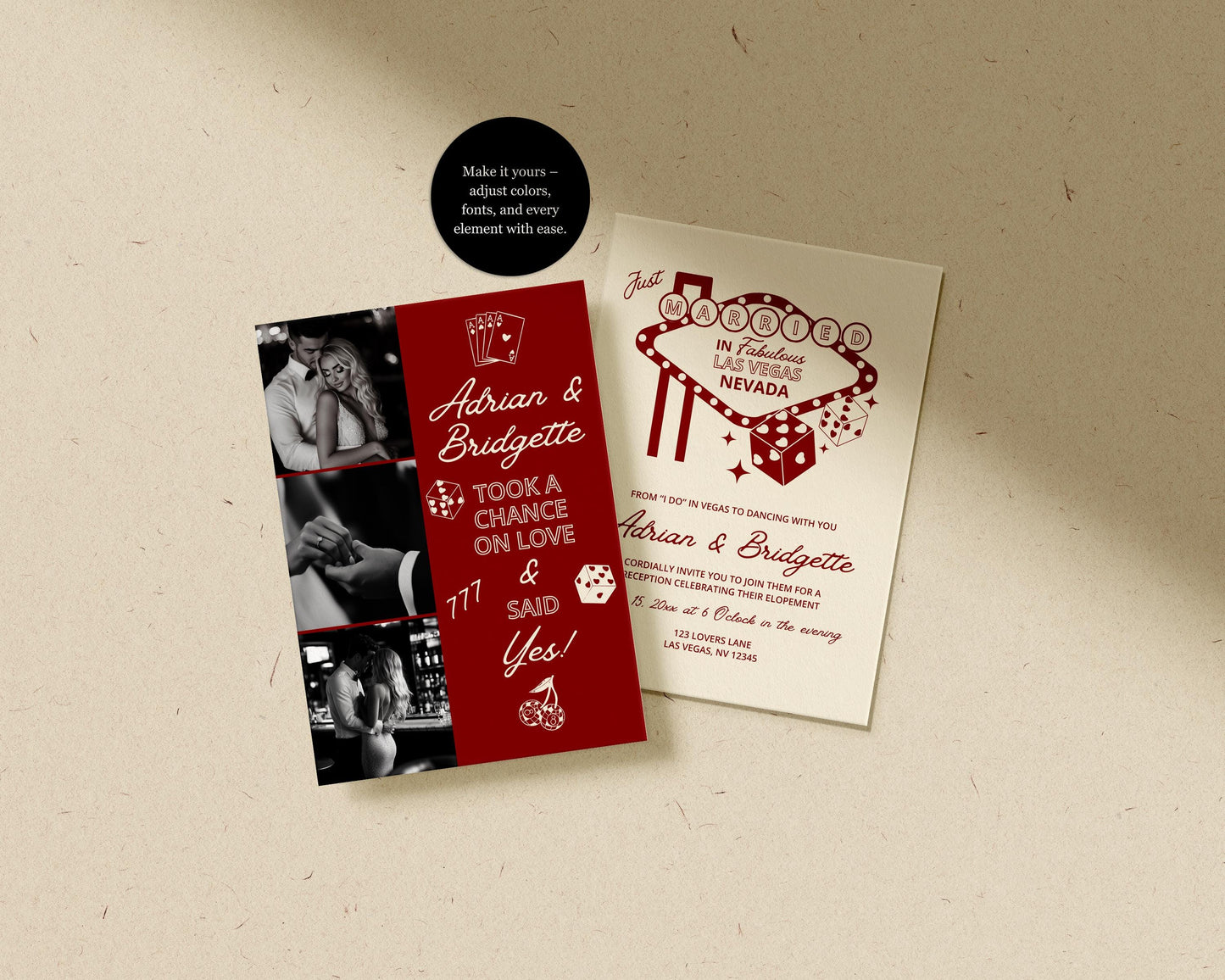 Vegas Elopement Invitation Template Vegas Reception Invitation Lucky in Love Wedding Playing Cards Invitation Elopement Announcement Invite