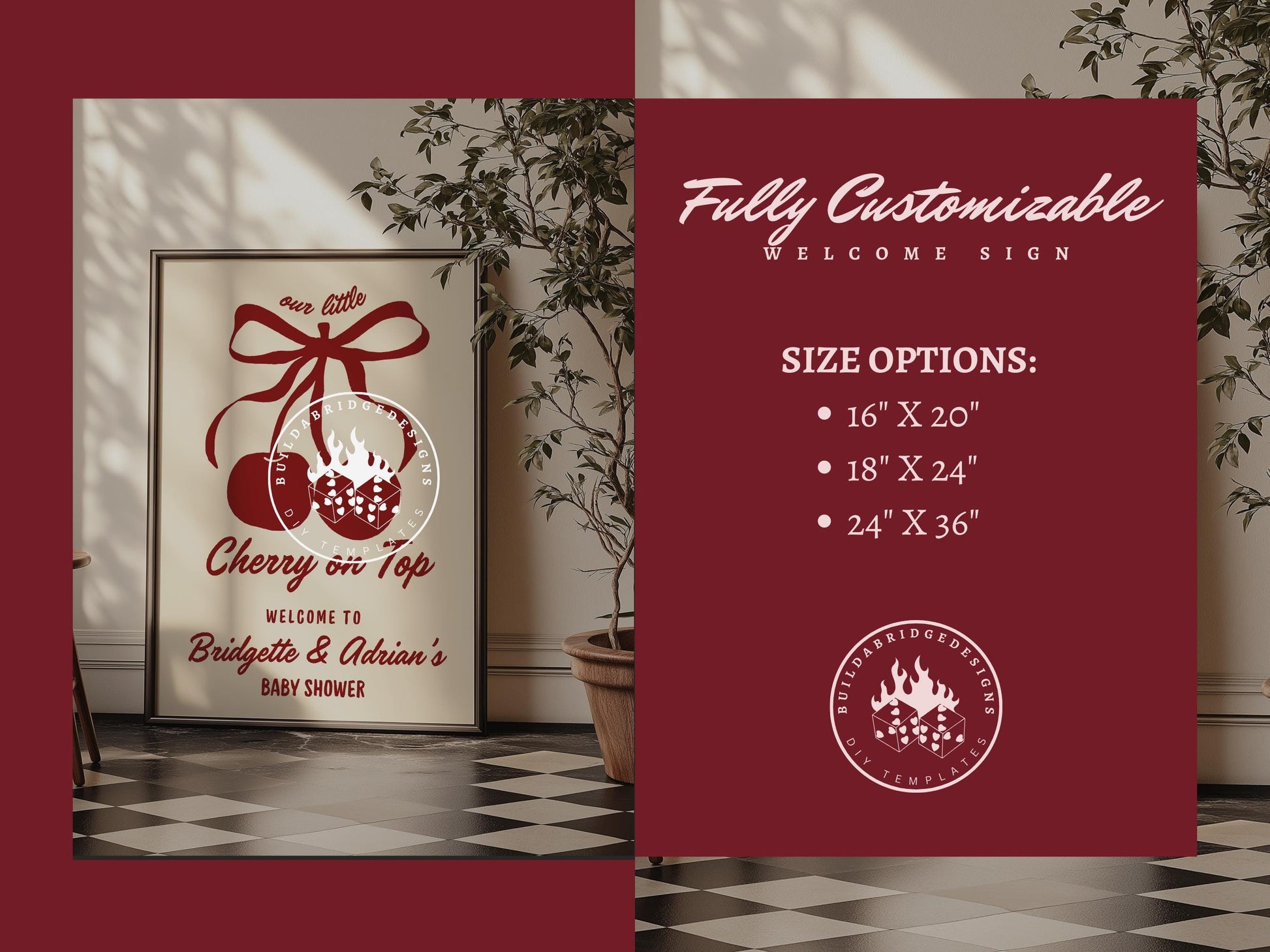 Cherry On Top Baby Shower Bundle Templates Cherry Themed Baby Shower Coquette Cherry Bow Baby Sprinkle Hand Drawn Whimsical Doodles Cherry