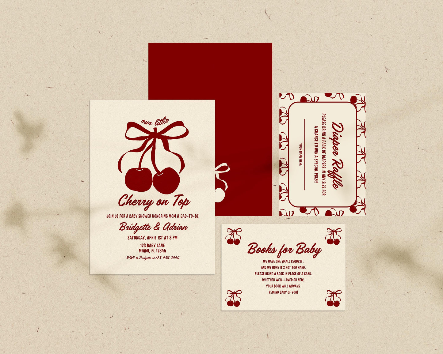 Cherry On Top Baby Shower Bundle Templates Cherry Themed Baby Shower Coquette Cherry Bow Baby Sprinkle Hand Drawn Whimsical Doodles Cherry