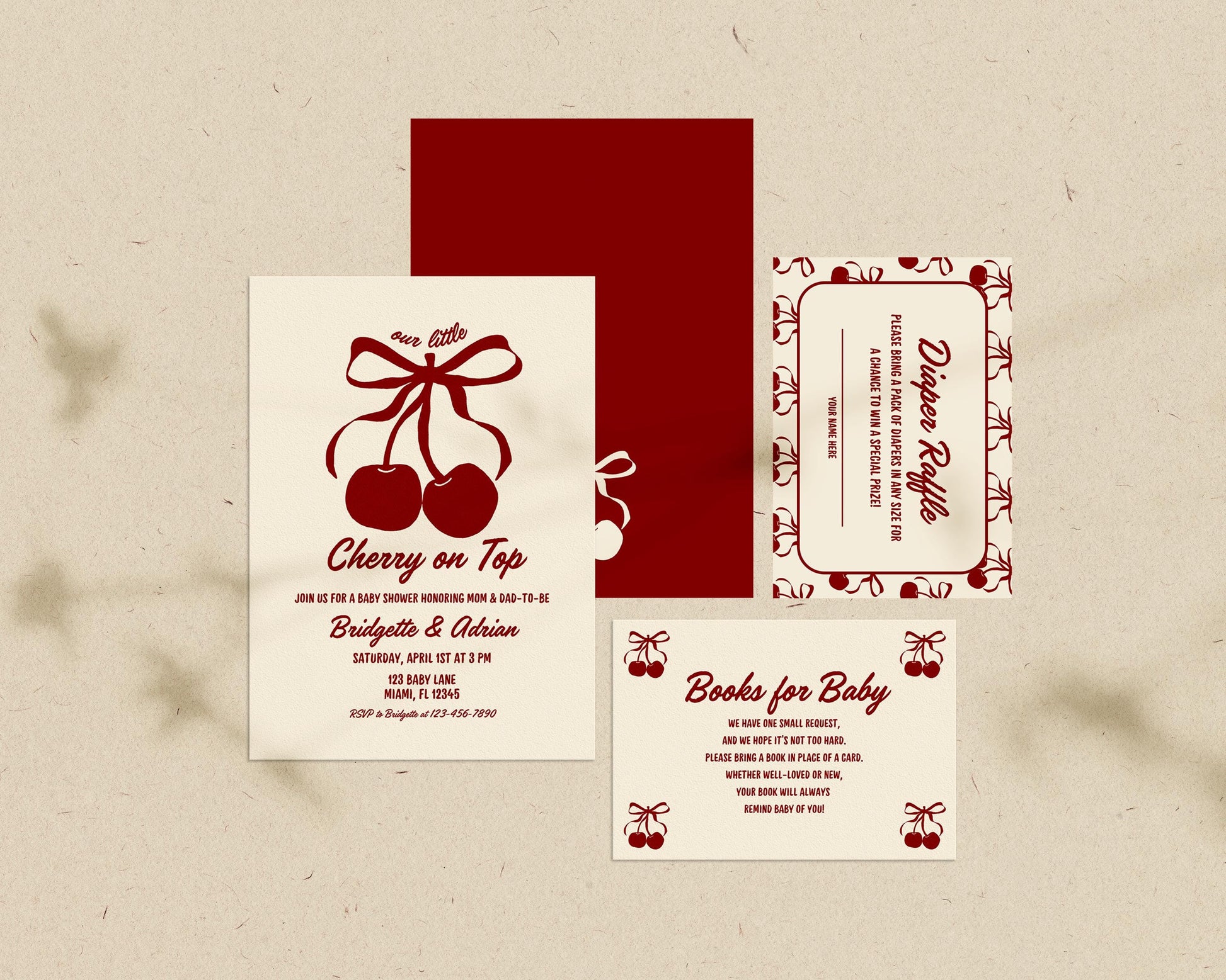 Cherry On Top Baby Shower Bundle Templates Cherry Themed Baby Shower Coquette Cherry Bow Baby Sprinkle Hand Drawn Whimsical Doodles Cherry