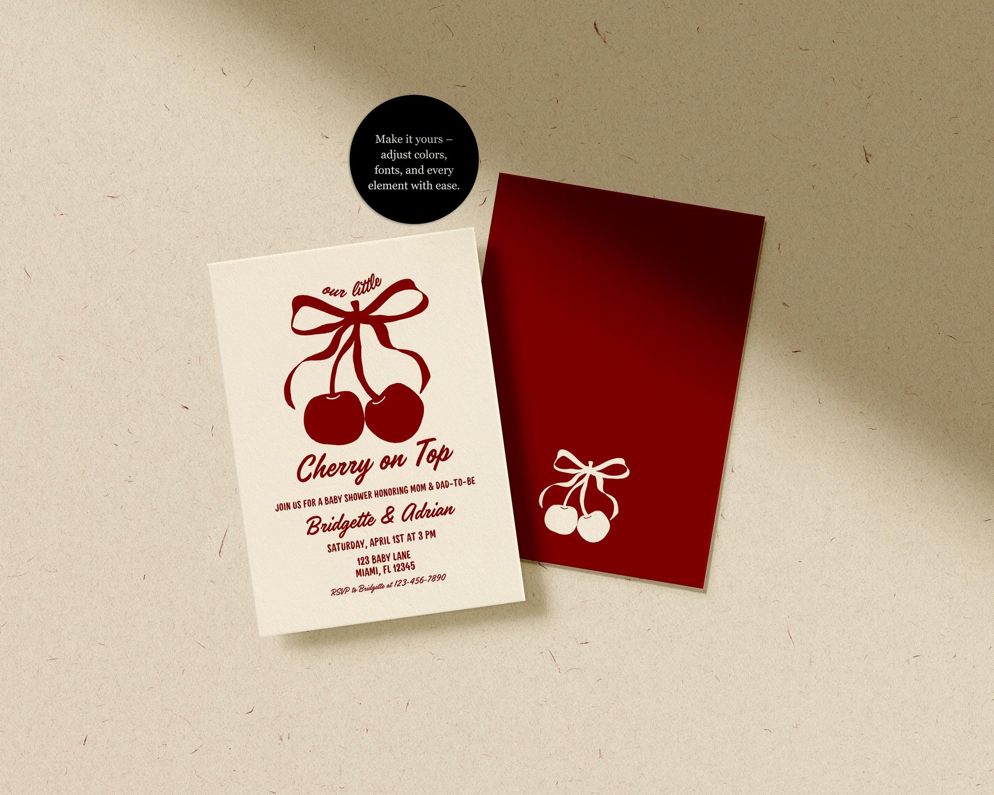 Cherry On Top Baby Shower Bundle Templates Cherry Themed Baby Shower Coquette Cherry Bow Baby Sprinkle Hand Drawn Whimsical Doodles Cherry