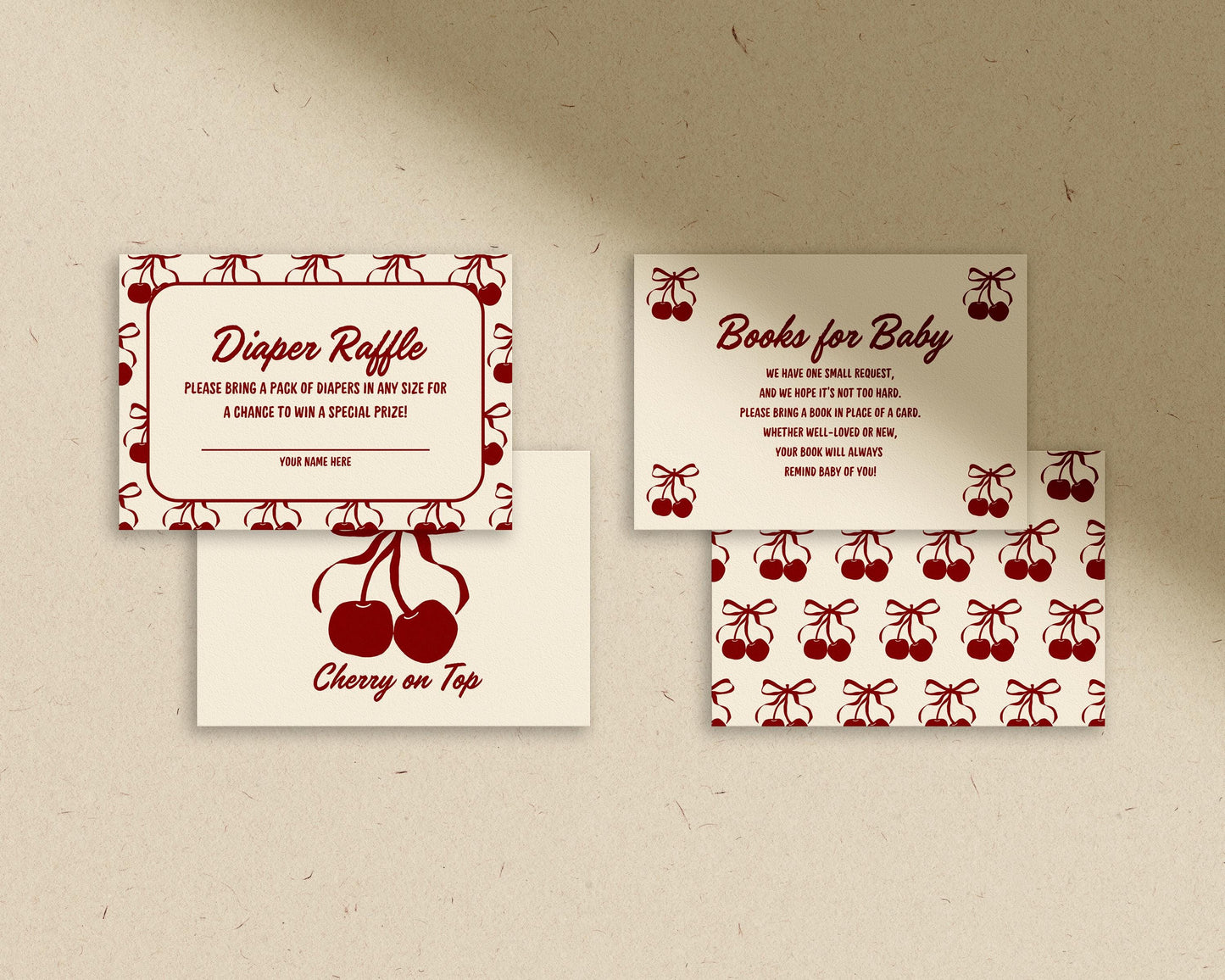 Cherry On Top Baby Shower Bundle Templates Hand Drawn Cherry Baby Shower Invitation Template Editable Welcome Sign Cherry Baby Shower Games