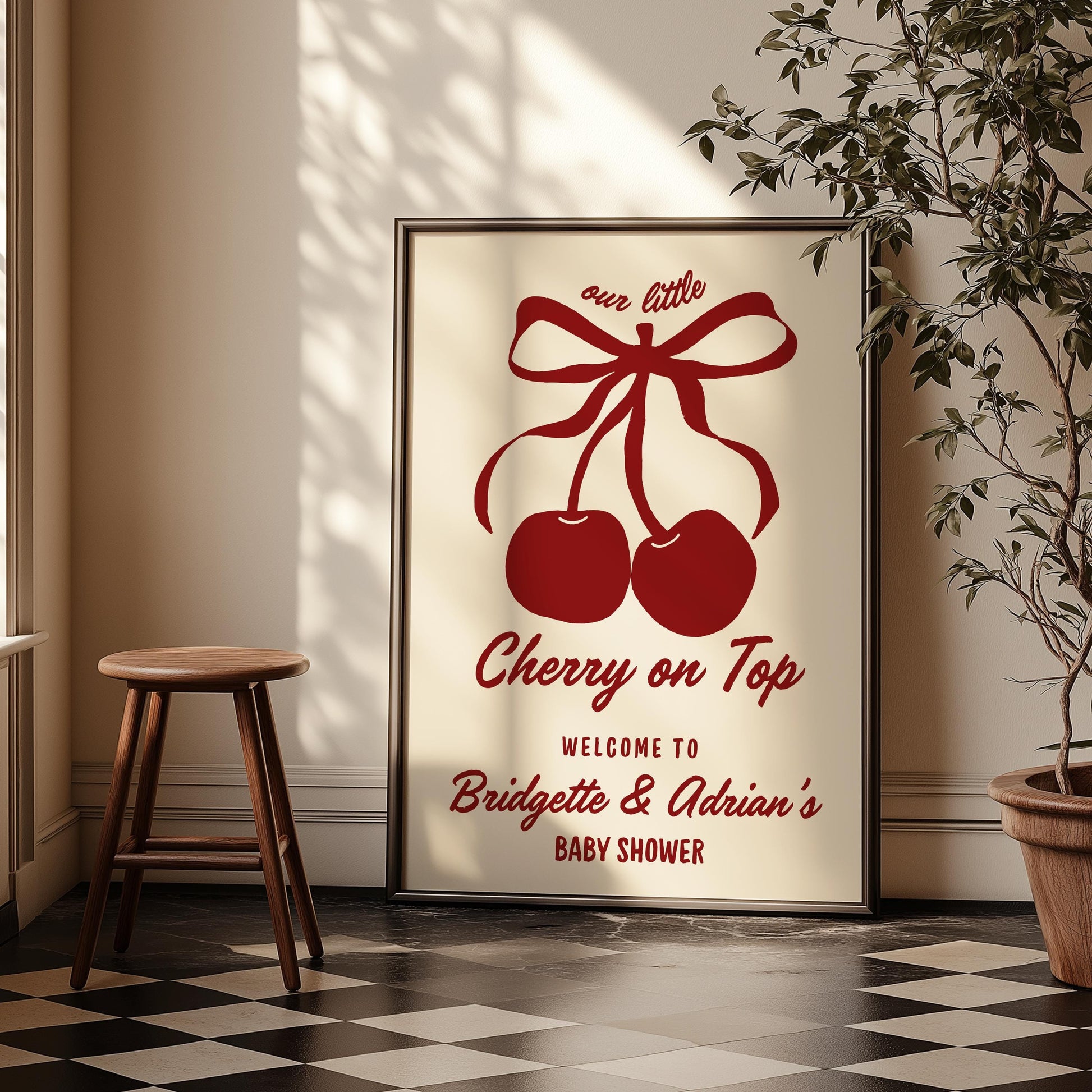 Cherry On Top Baby Shower Bundle Templates Cherry Themed Baby Shower Coquette Cherry Bow Baby Sprinkle Hand Drawn Whimsical Doodles Cherry