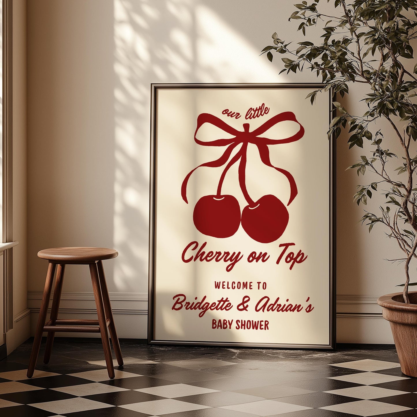 Cherry On Top Baby Shower Bundle Templates Hand Drawn Cherry Baby Shower Invitation Template Editable Welcome Sign Cherry Baby Shower Games