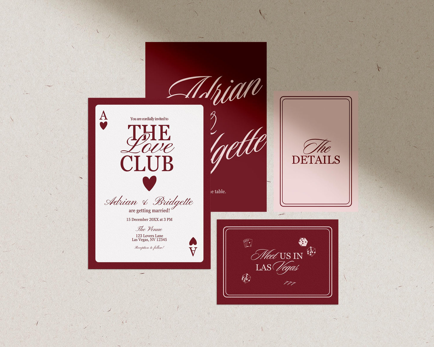 Vegas Wedding Invitation Template Vegas Reception Invitation Lucky in Love Wedding Playing Cards Invitation Elopement Announcement Invite