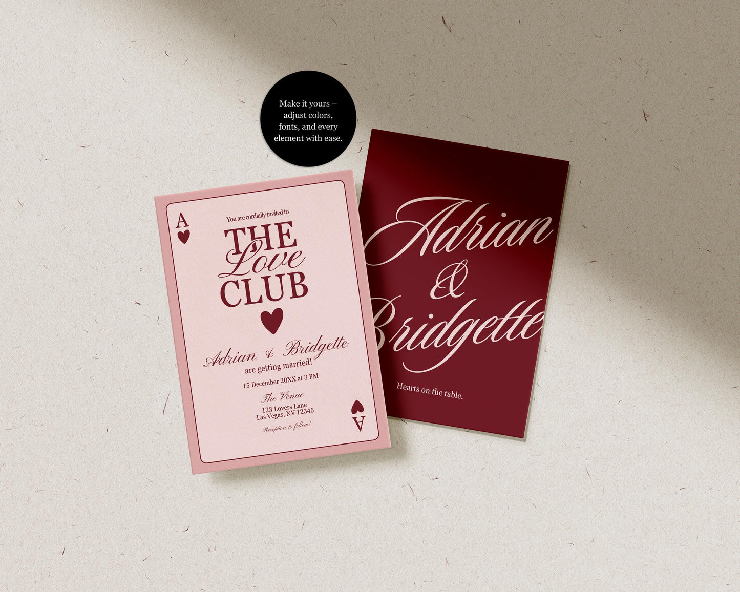 Vegas Wedding Invitation Template Vegas Reception Invitation Lucky in Love Wedding Playing Cards Invitation Elopement Announcement Invite