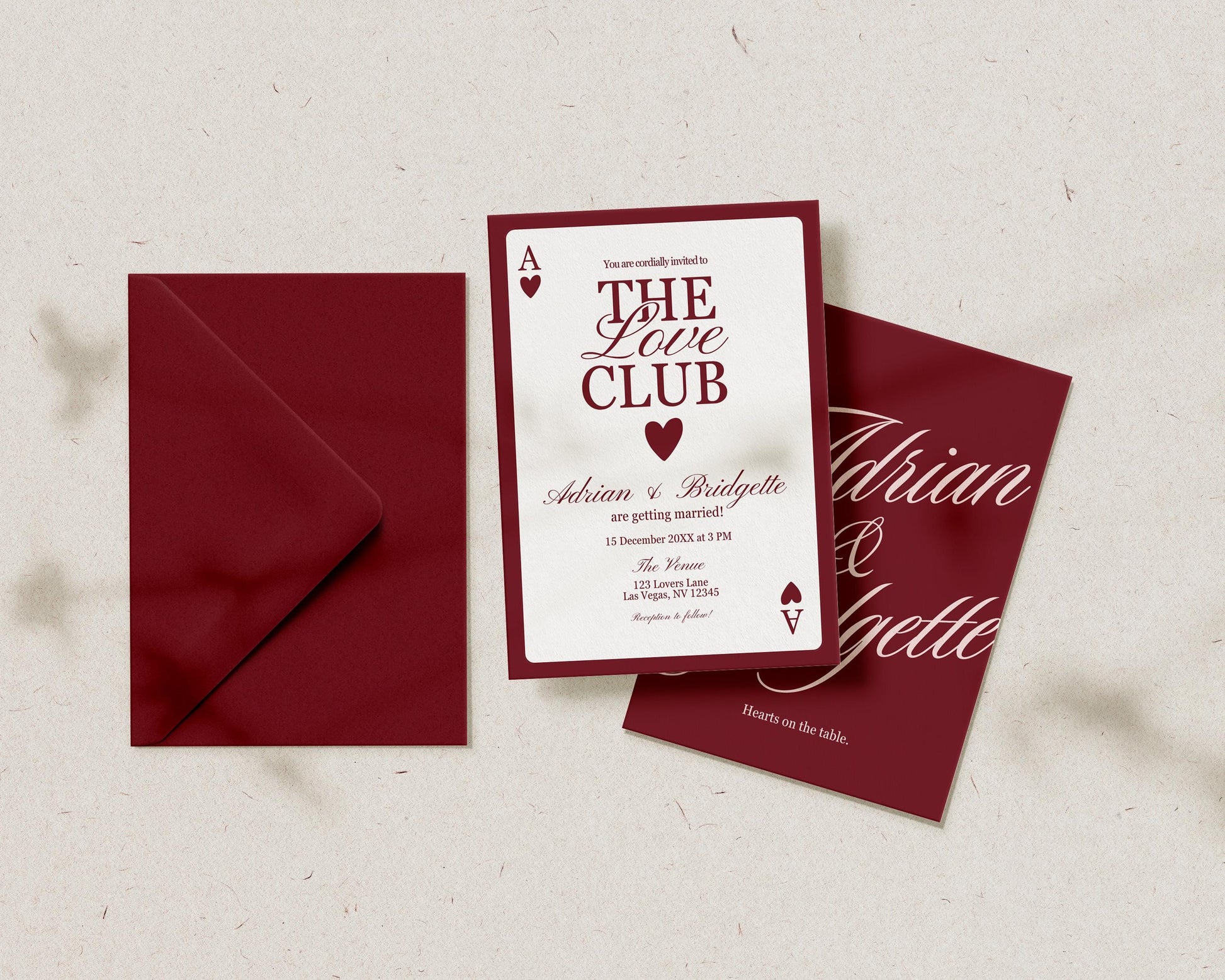 Vegas Wedding Invitation Template Vegas Reception Invitation Lucky in Love Wedding Playing Cards Invitation Elopement Announcement Invite