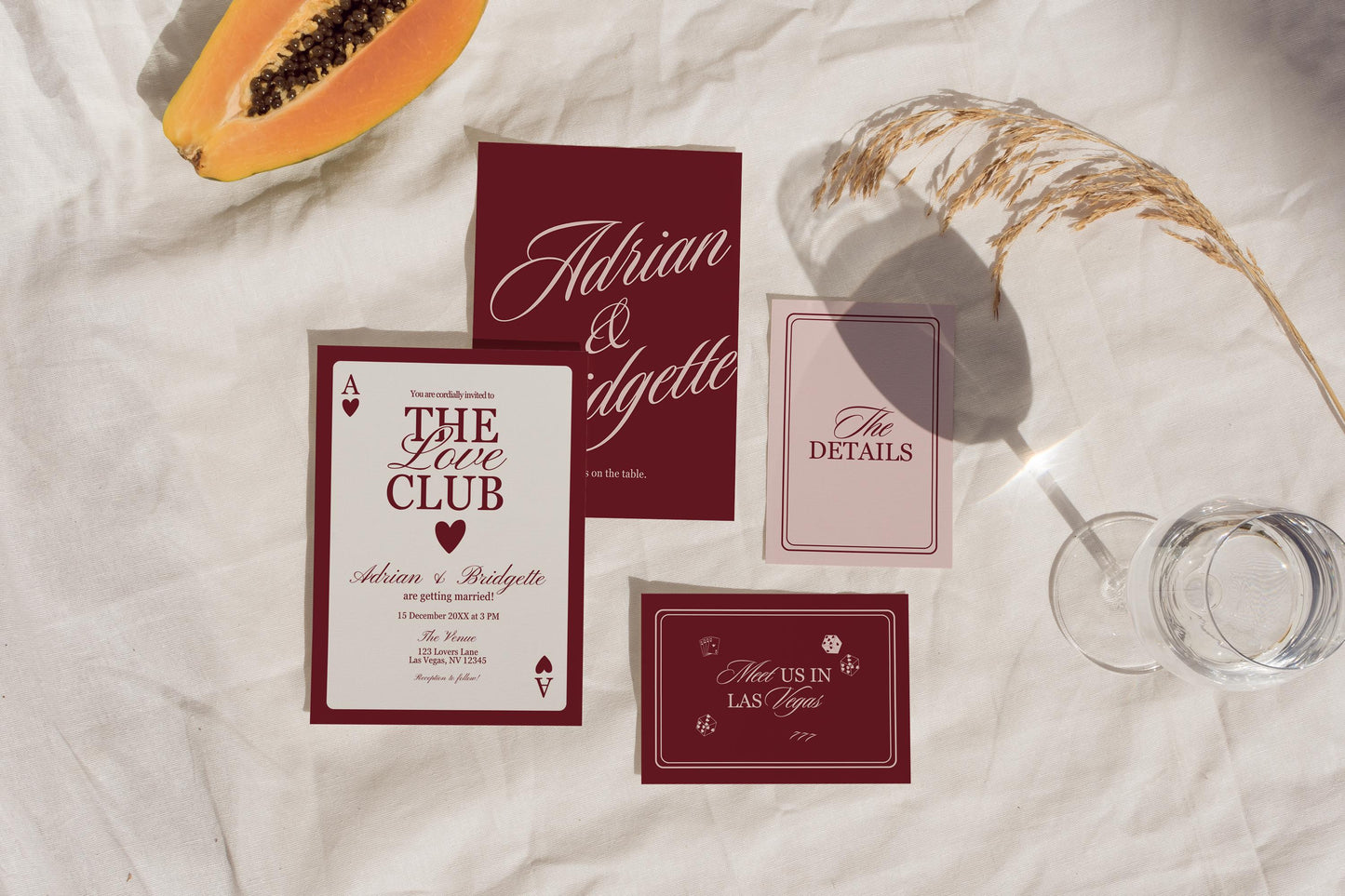 Vegas Wedding Invitation Template Vegas Reception Invitation Lucky in Love Wedding Playing Cards Invitation Elopement Announcement Invite