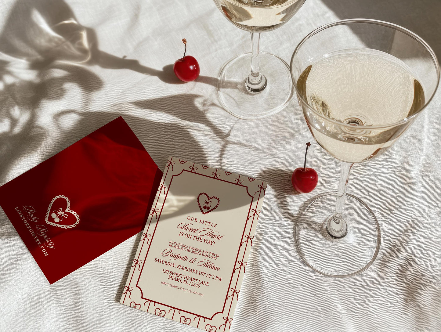 Sweetheart Baby Shower Invitation Template Editable Valentine Baby Shower Invite Sweetheart Baby Sprinkle Coquette Bows Cherry Baby Shower