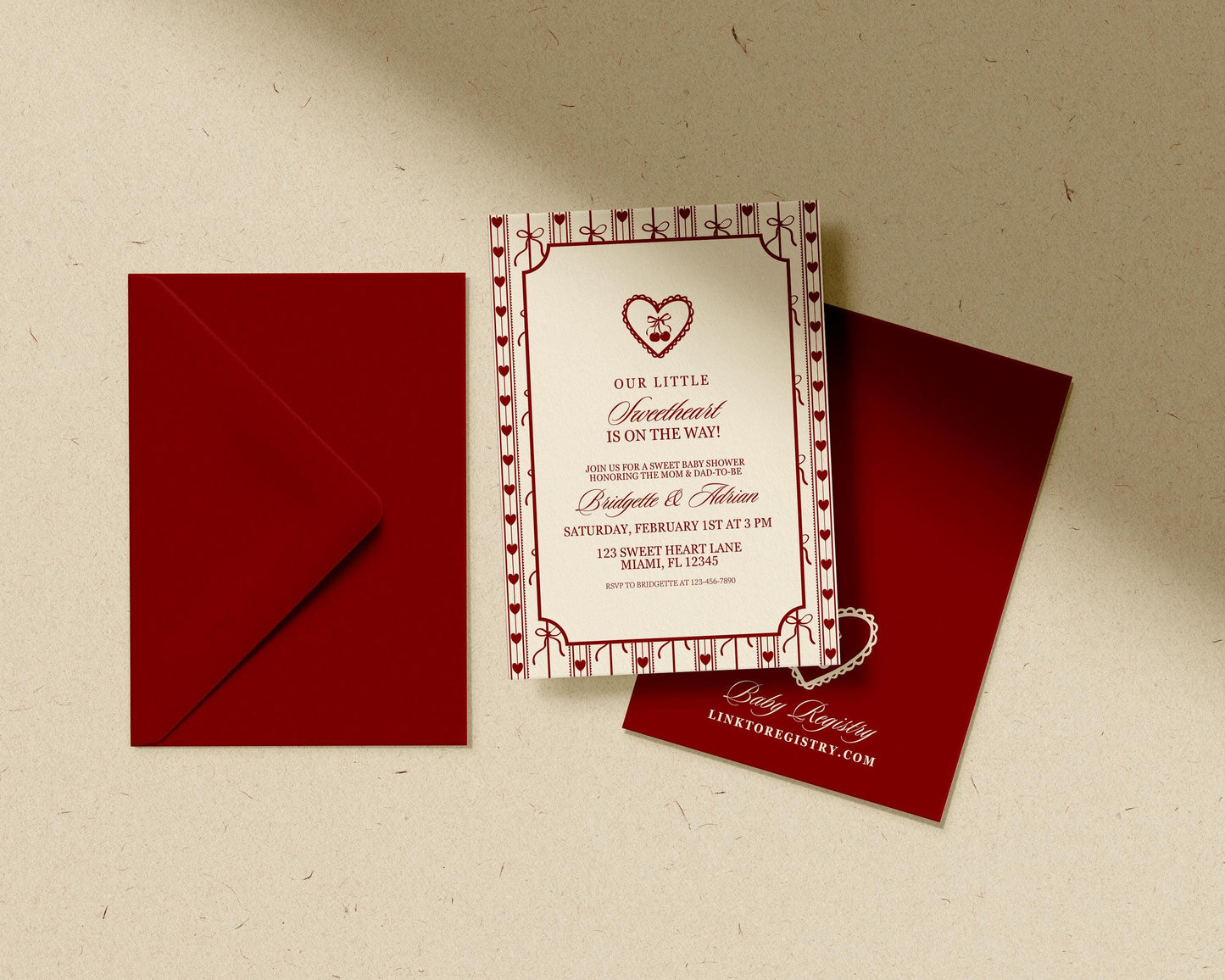 Sweetheart Baby Shower Invitation Template Editable Valentine Baby Shower Invite Sweetheart Baby Sprinkle Coquette Bows Cherry Baby Shower