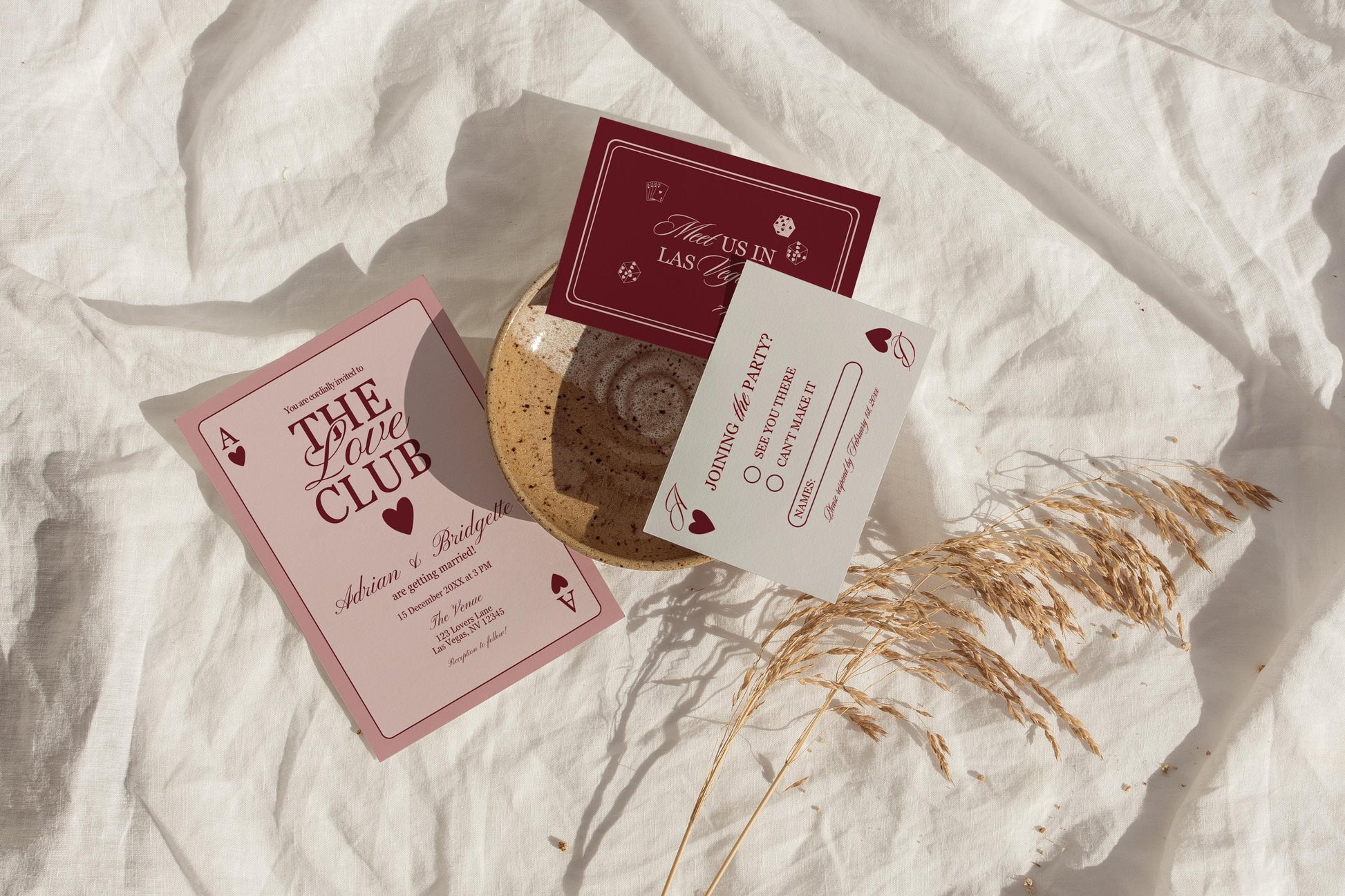 Vegas Wedding Invitation Template Vegas Reception Invitation Lucky in Love Wedding Playing Cards Invitation Elopement Announcement Invite