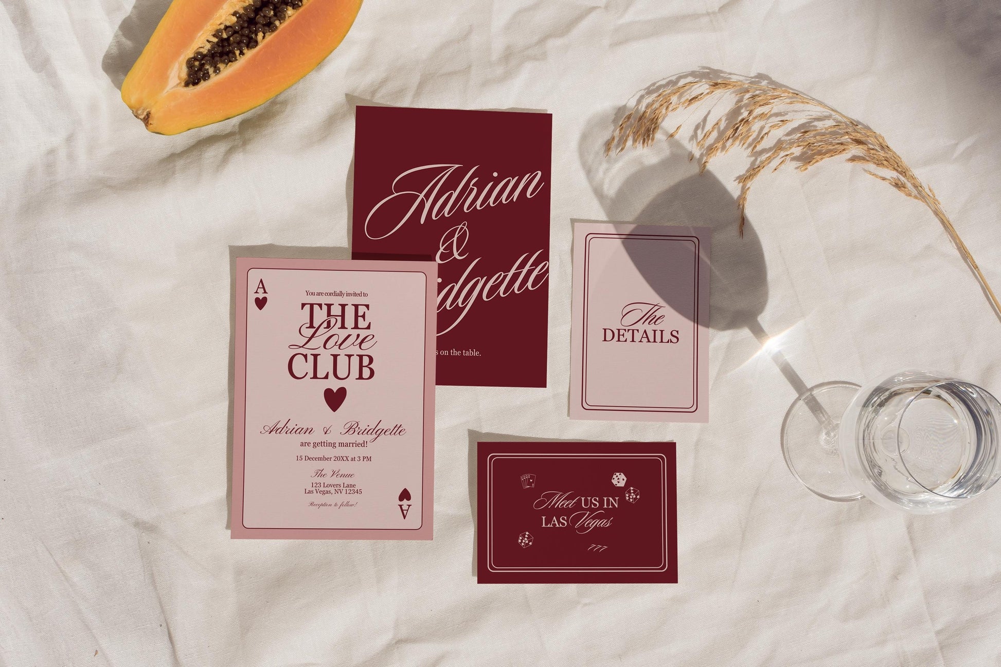 Vegas Wedding Invitation Template Vegas Reception Invitation Lucky in Love Wedding Playing Cards Invitation Elopement Announcement Invite