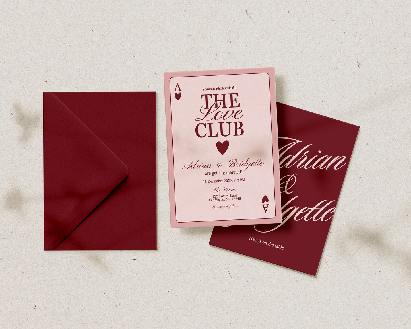 Vegas Wedding Invitation Template Vegas Reception Invitation Lucky in Love Wedding Playing Cards Invitation Elopement Announcement Invite