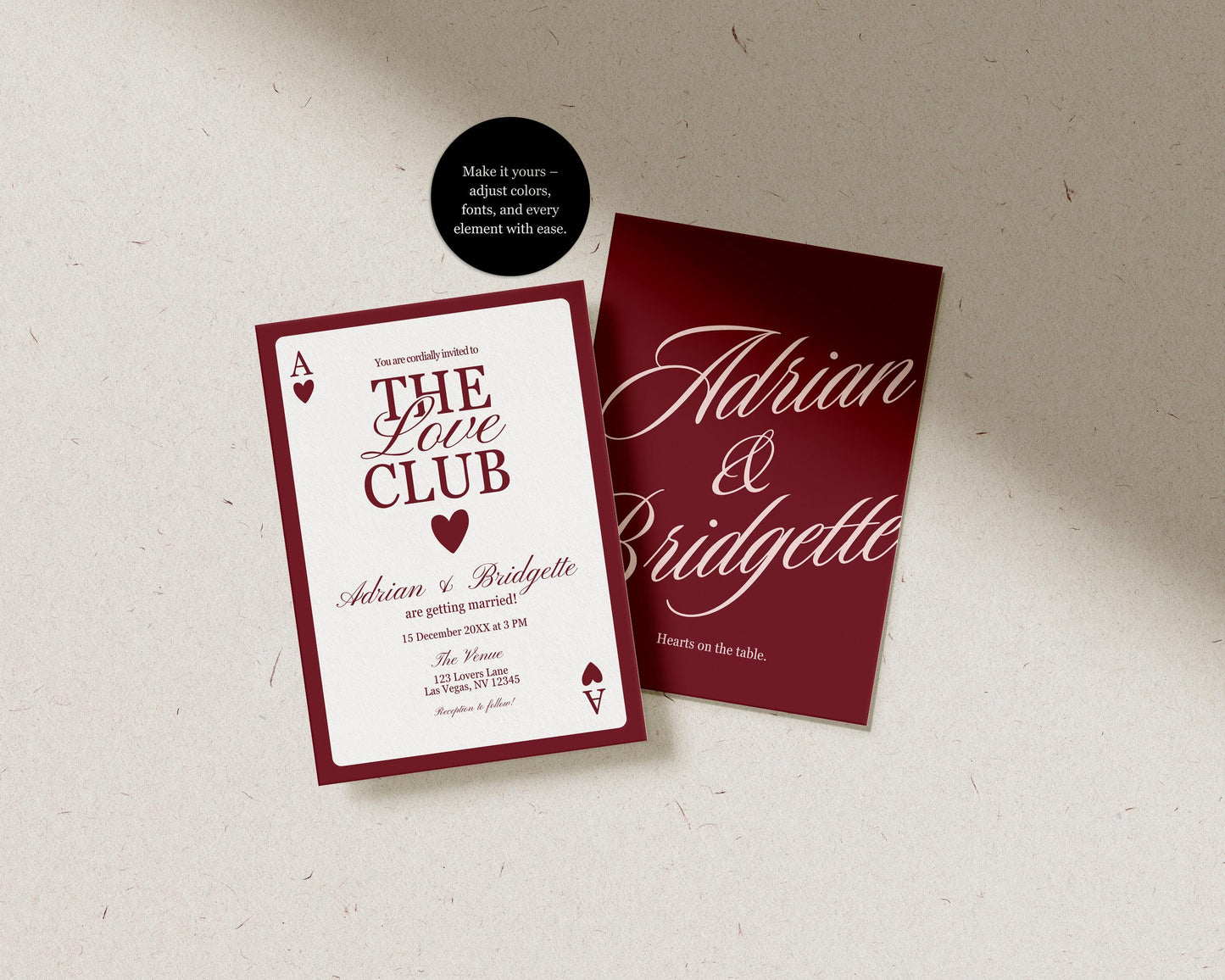 Vegas Wedding Invitation Template Vegas Reception Invitation Lucky in Love Wedding Playing Cards Invitation Elopement Announcement Invite