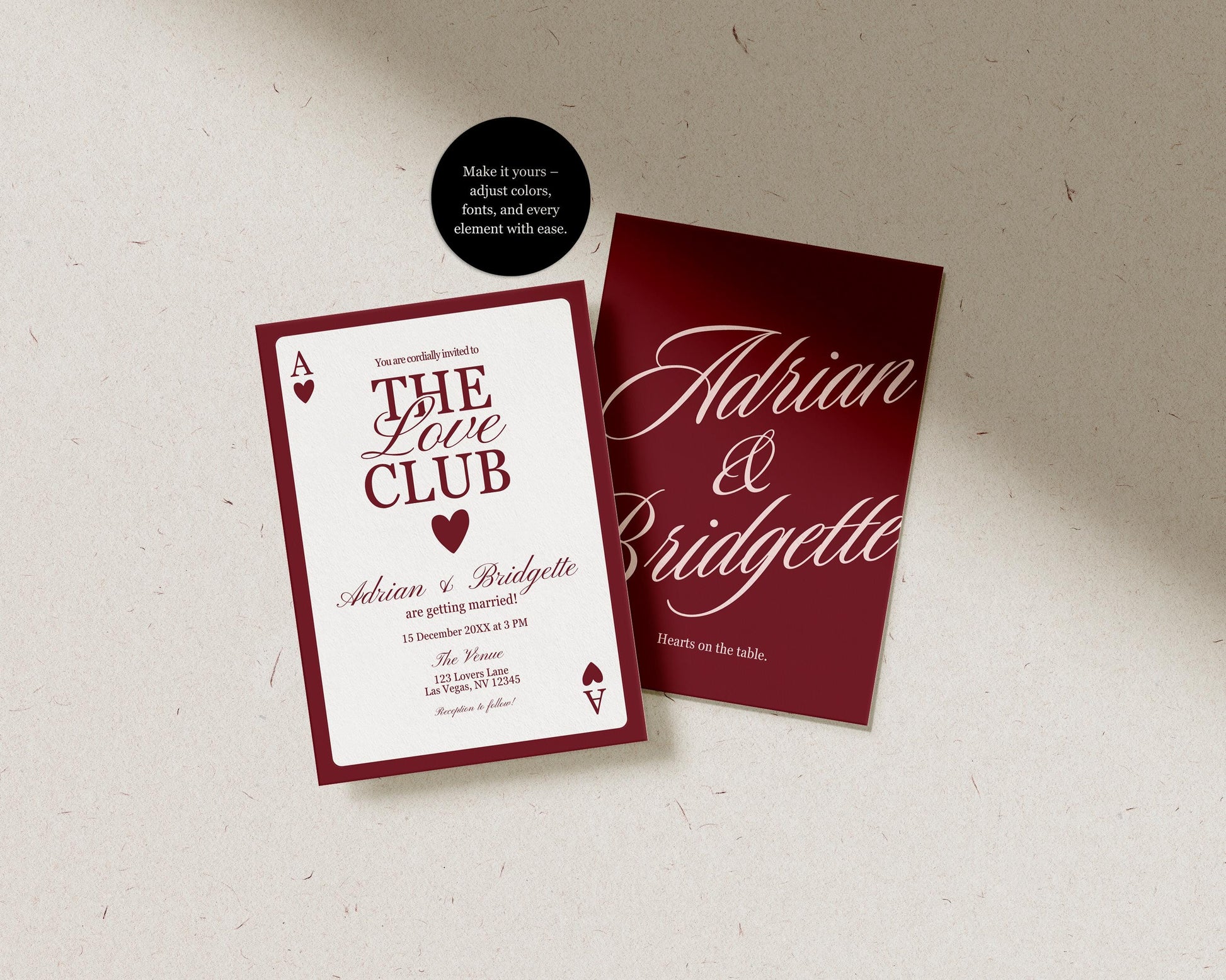 Vegas Wedding Invitation Template Vegas Reception Invitation Lucky in Love Wedding Playing Cards Invitation Elopement Announcement Invite