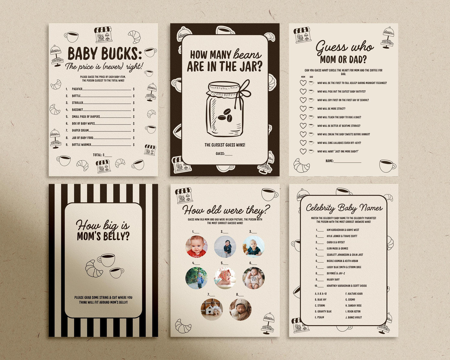 Cafe Bebe Baby Shower Bundle Templates Editable Coffee Shop Baby Shower Invitation Diaper Raffle Baby Is Brewing Home Cafe Baby Shower Games