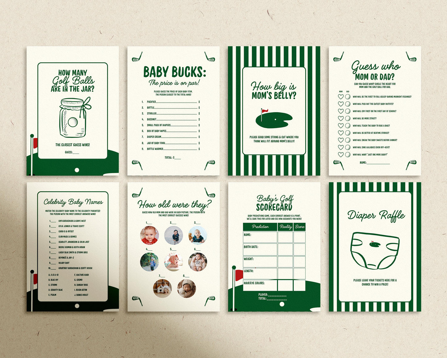 Vintage Golf Baby Shower Bundle Templates Old Money Country Club Invitation Editable Golf Welcome Sign Baby Shower Games Country Club Menu
