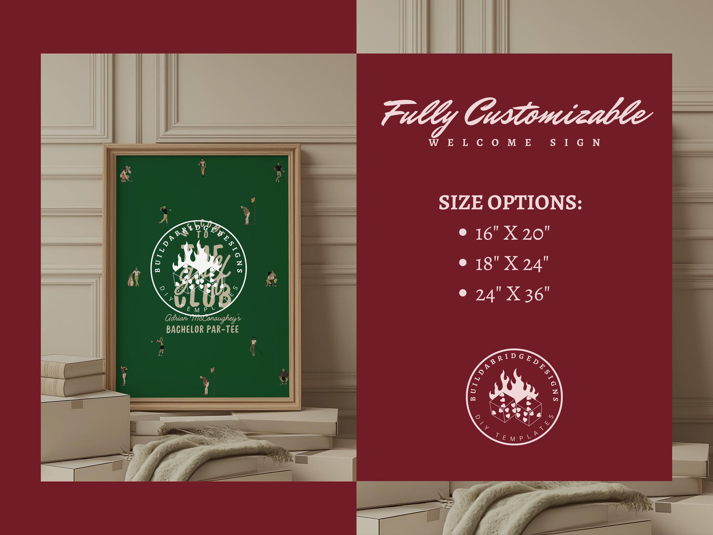 Vintage Golf Birthday Bundle Template Old Money Country Club Invitation Editable Golf Welcome Sign Let's Par-Tee Country Club Menu Elegant